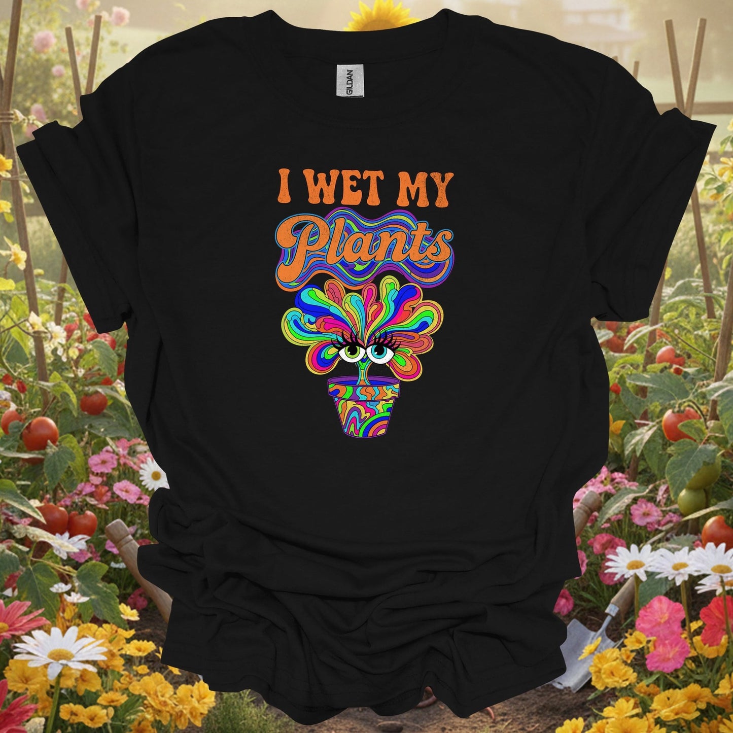 "I Wet My Plants" Psychedelic Hippie Gardening T-Shirt - GardeningTshirts