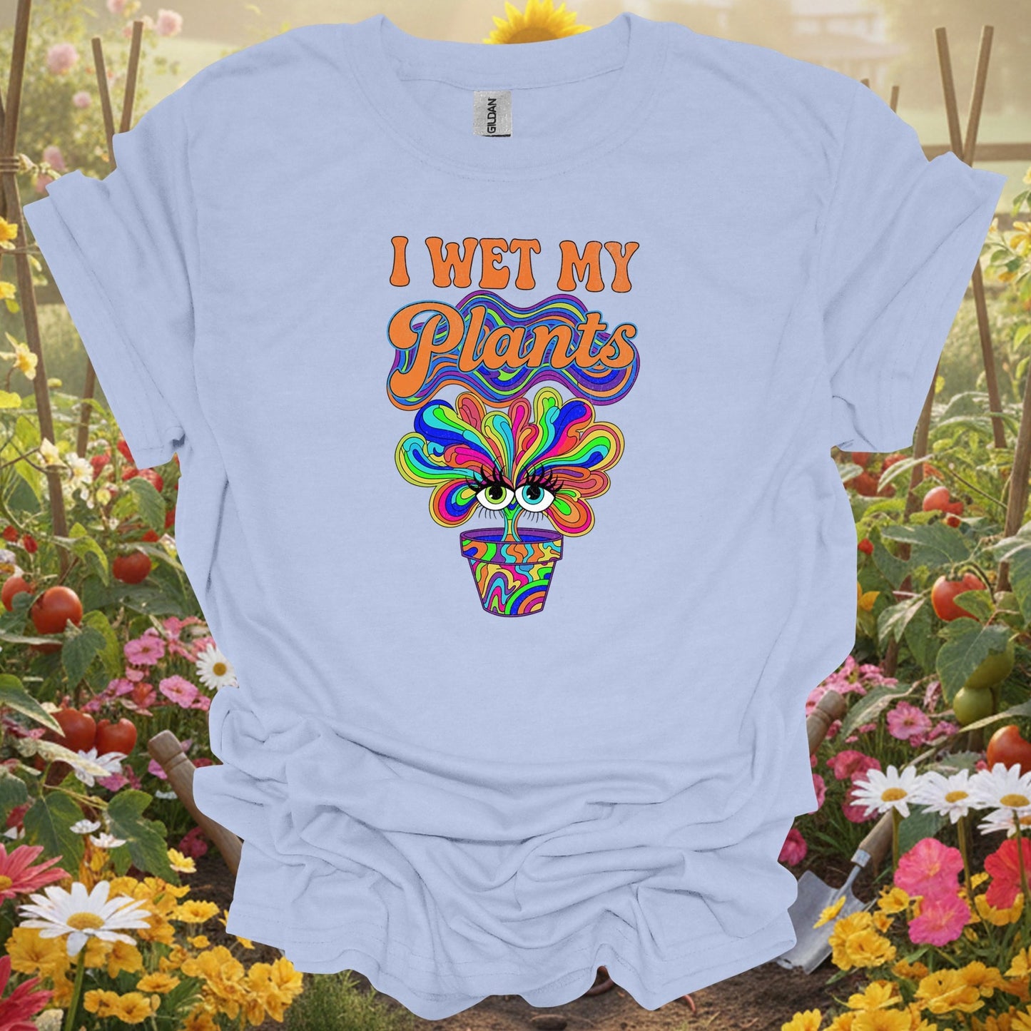 "I Wet My Plants" Psychedelic Hippie Gardening T-Shirt - GardeningTshirts