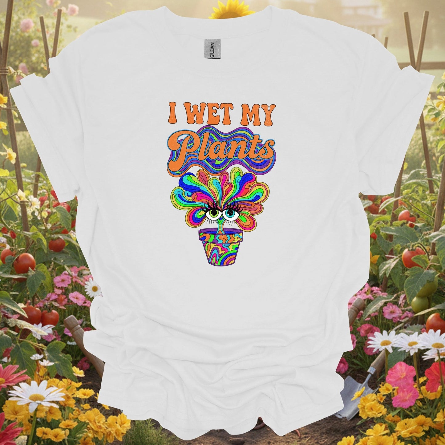 "I Wet My Plants" Psychedelic Hippie Gardening T-Shirt - GardeningTshirts