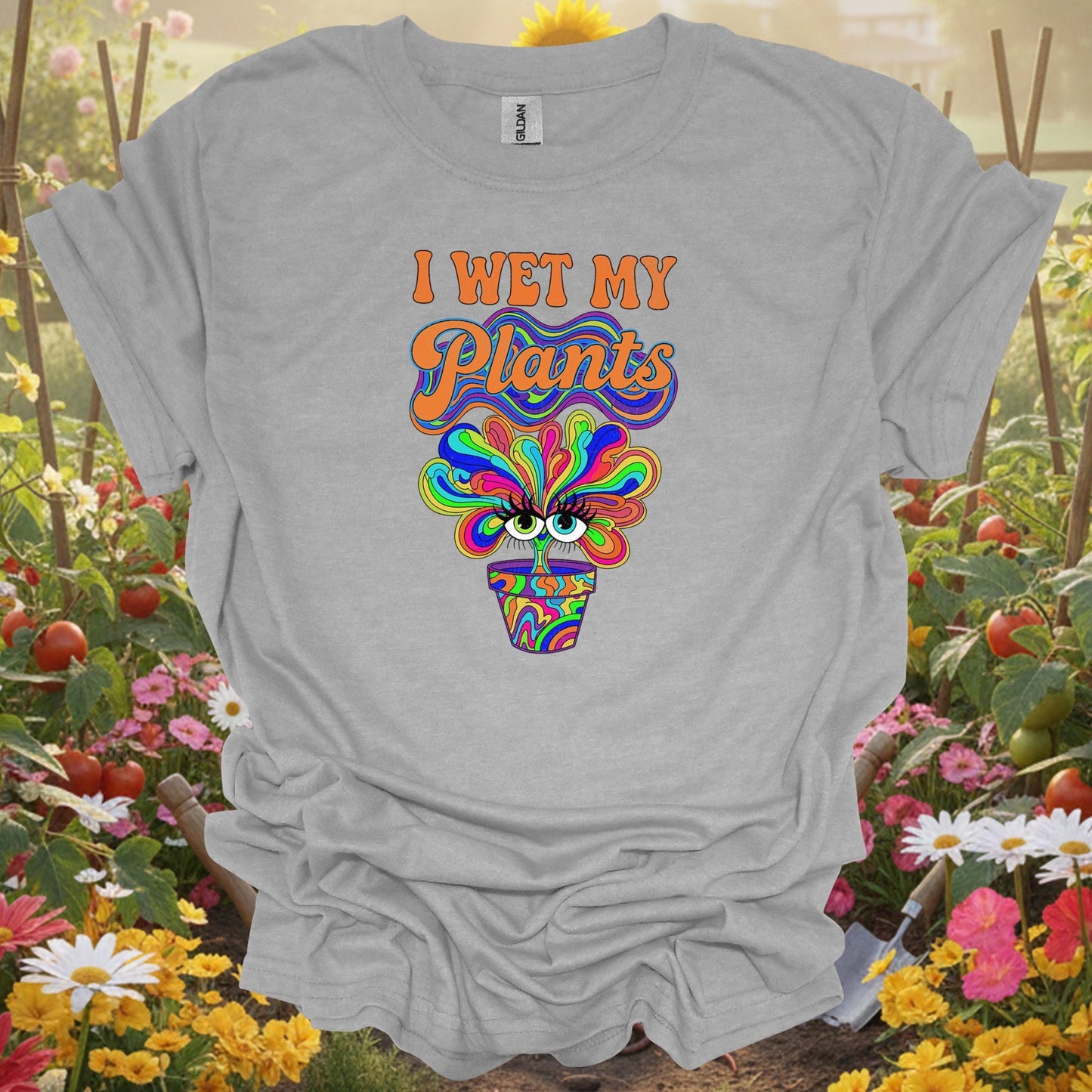 "I Wet My Plants" Psychedelic Hippie Gardening T-Shirt - GardeningTshirts