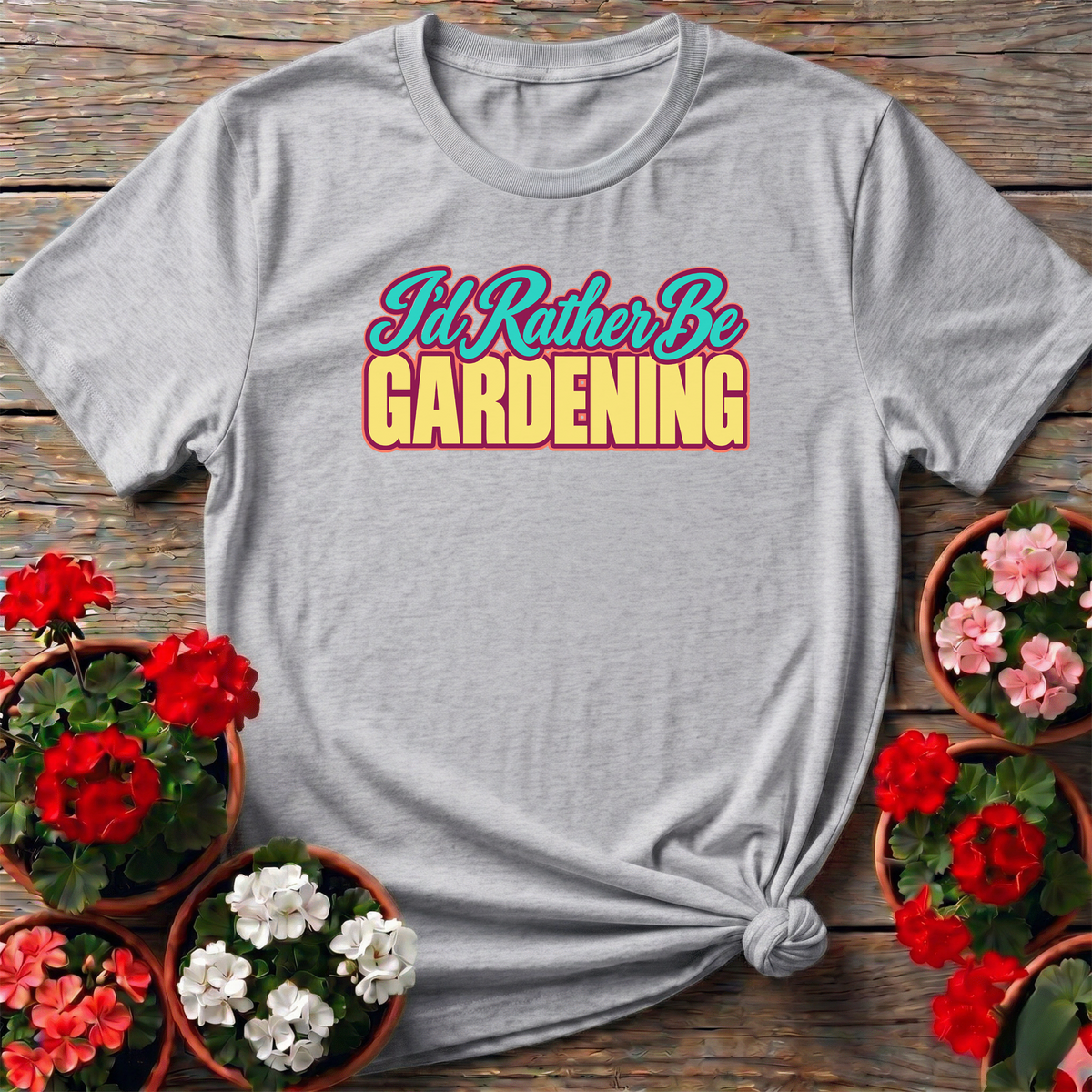 I'd Rather Be Gardening Retro Bold Typography Tee - GardeningTshirts