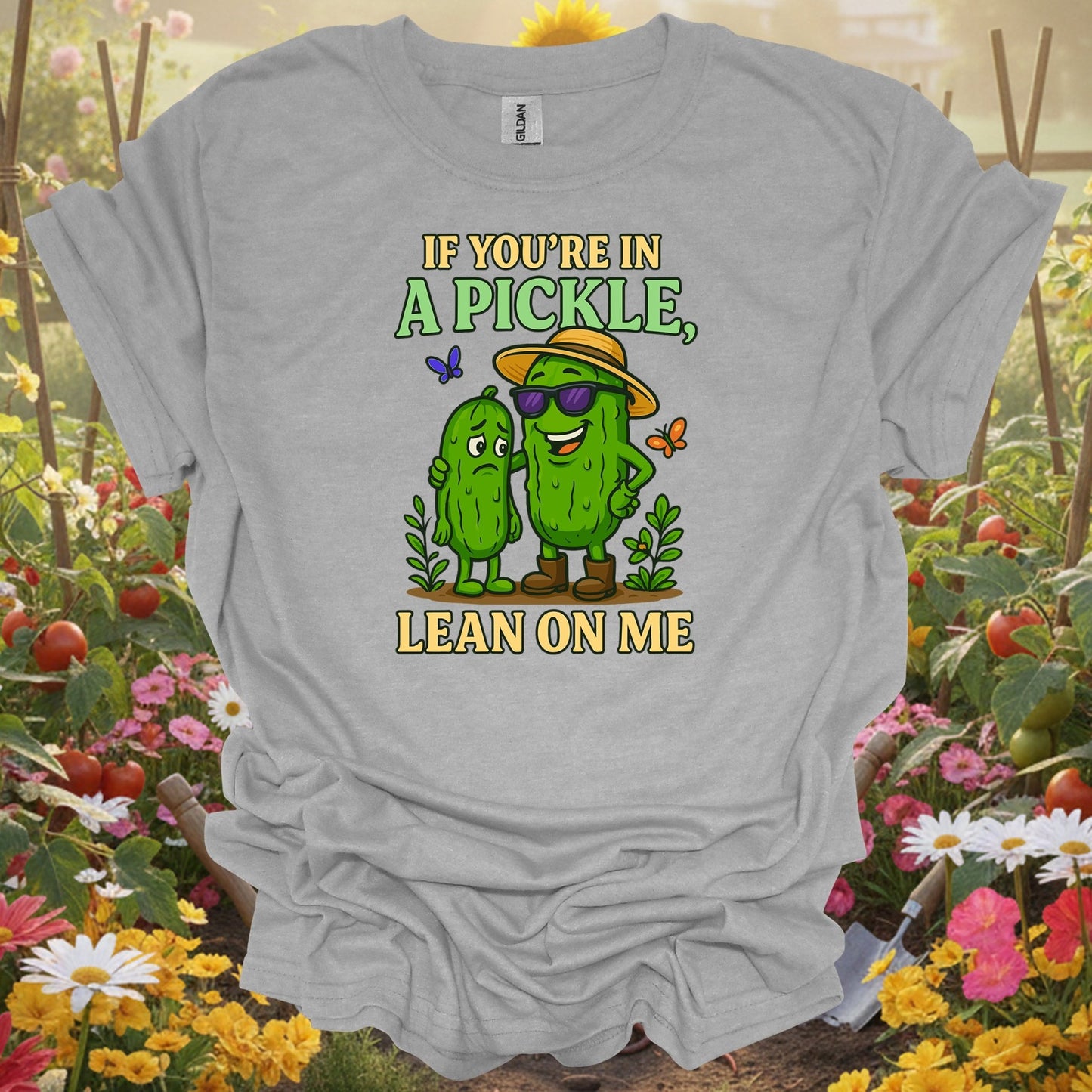 Sport Grey tshirt showing if youre in a pickle lean on me funny for backyard growers