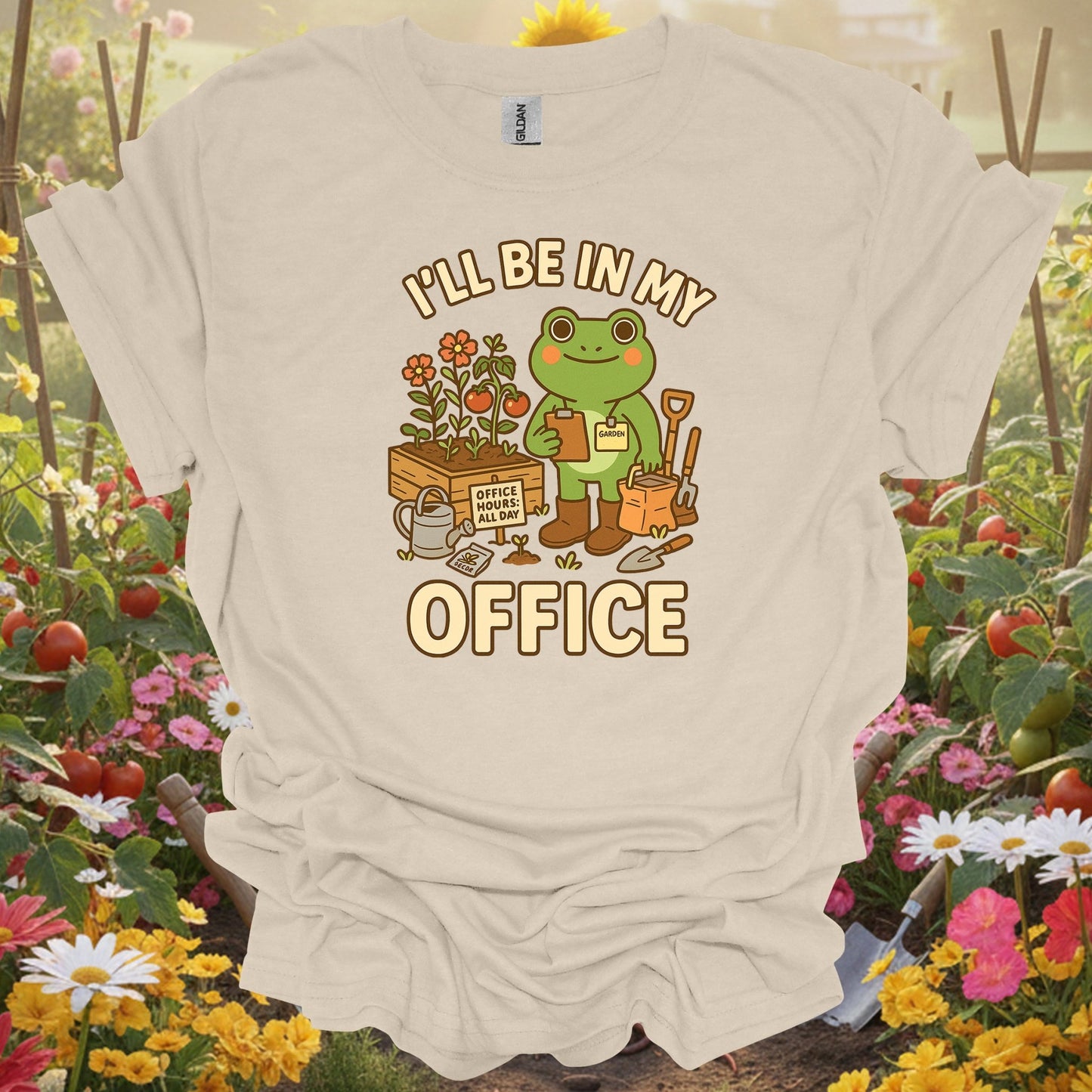 Natural tshirt showing i'll be in my office frog gardener for people who love plants