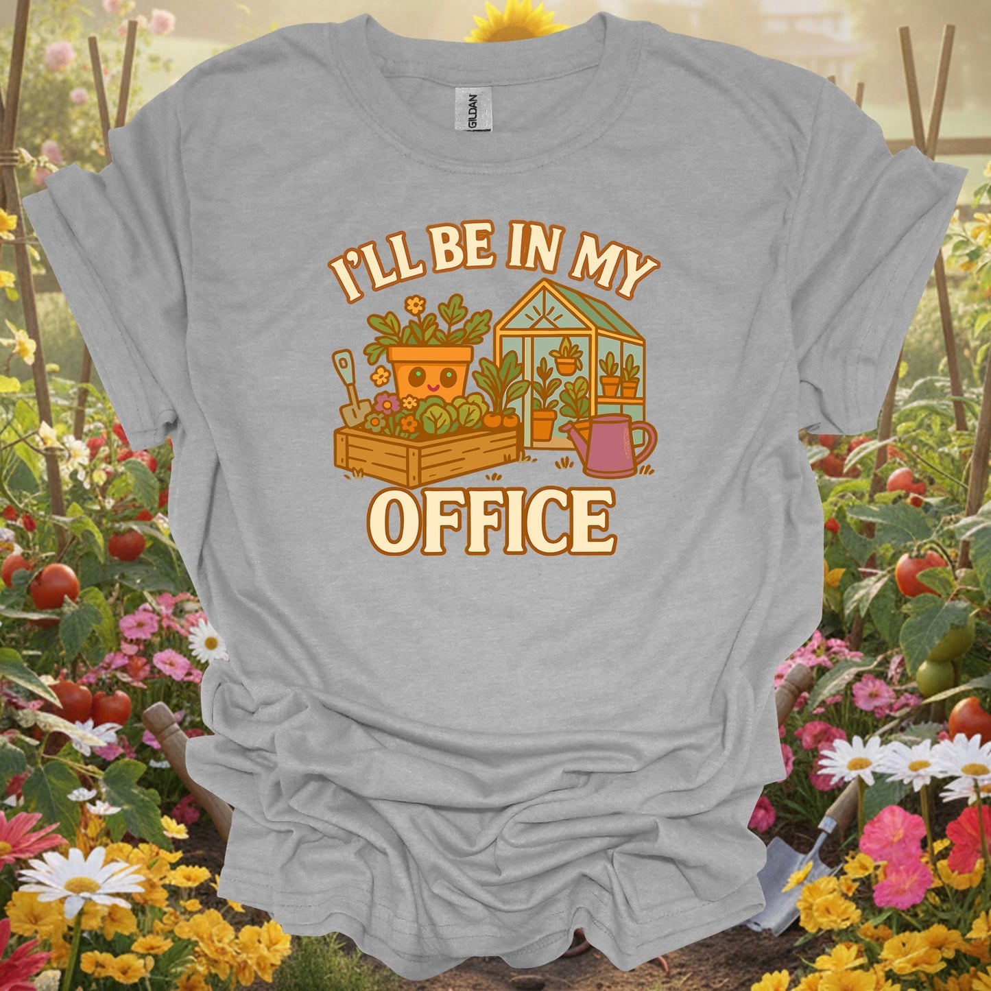 Sport Grey tee showing i'll be in my office funny gardener t shirt for garden hobbyists