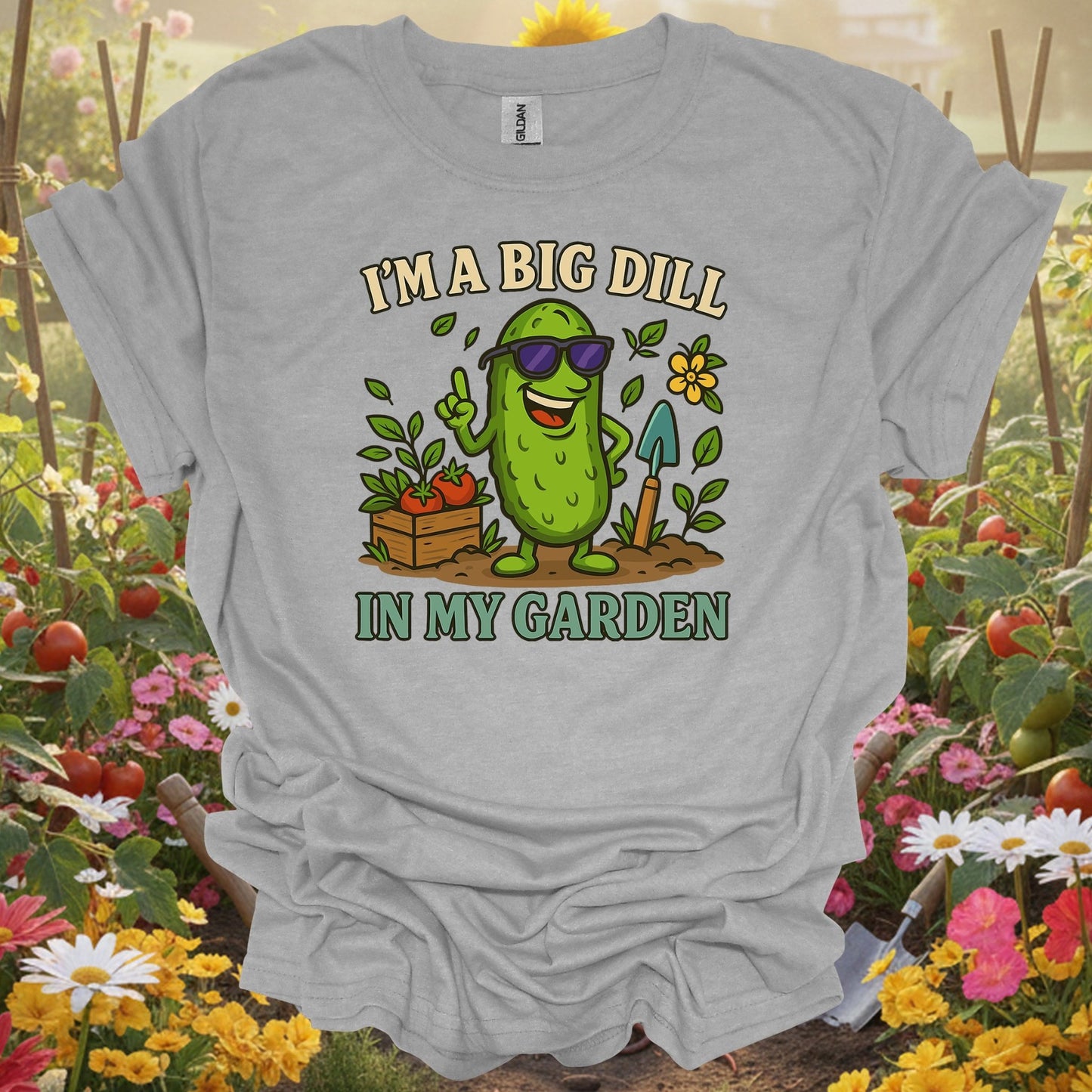 Sport Grey tee showing i'm a big dill in my garden funny pickle for garden hobbyists