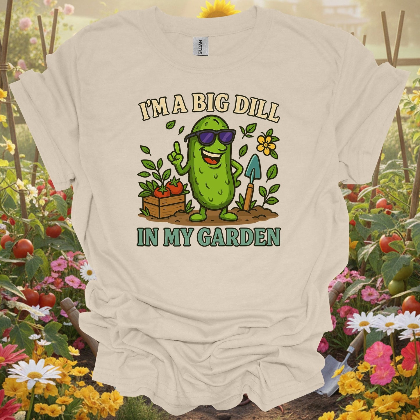 Natural tshirt showing i'm a big dill in my garden funny pickle for people who love plants