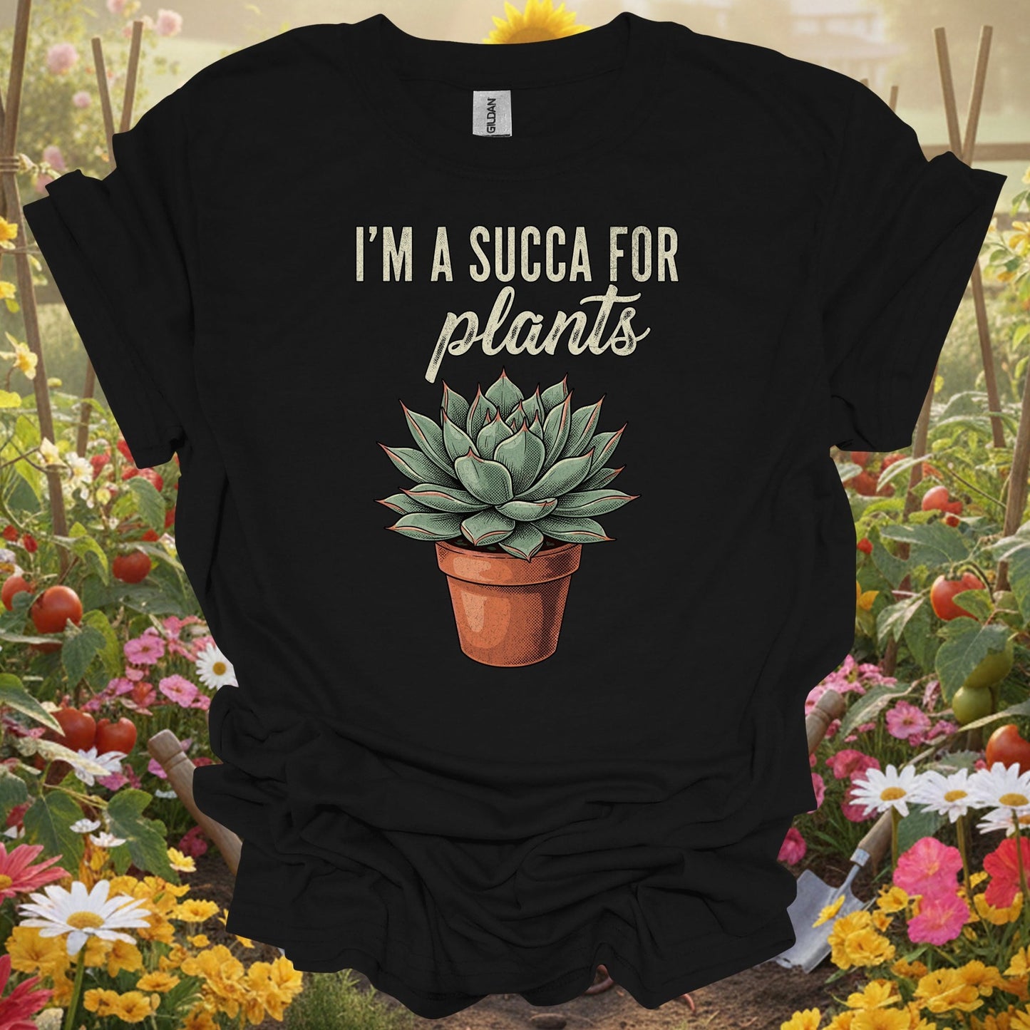 "I'M A SUCCA FOR PLANTS" Houseplant Lover Slogan Shirt - GardeningTshirts