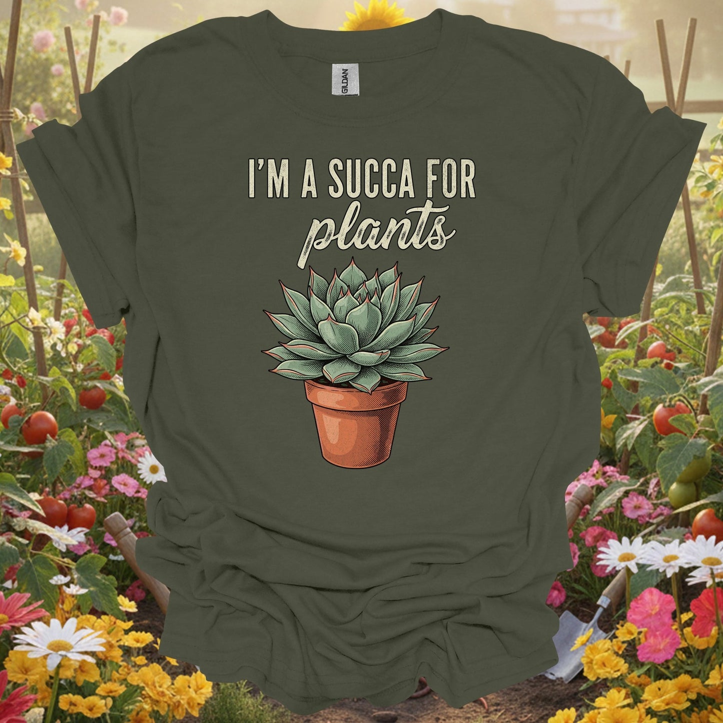 "I'M A SUCCA FOR PLANTS" Houseplant Lover Slogan Shirt - GardeningTshirts