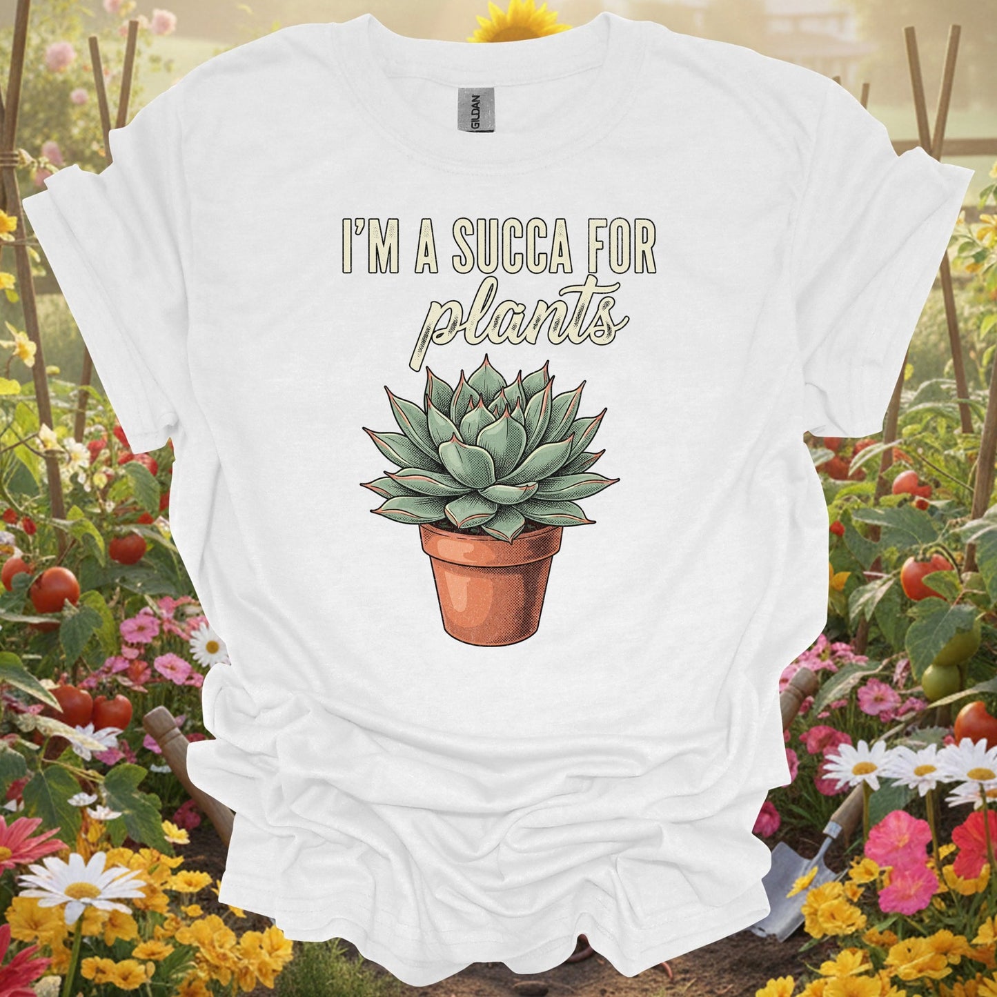 "I'M A SUCCA FOR PLANTS" Houseplant Lover Slogan Shirt - GardeningTshirts