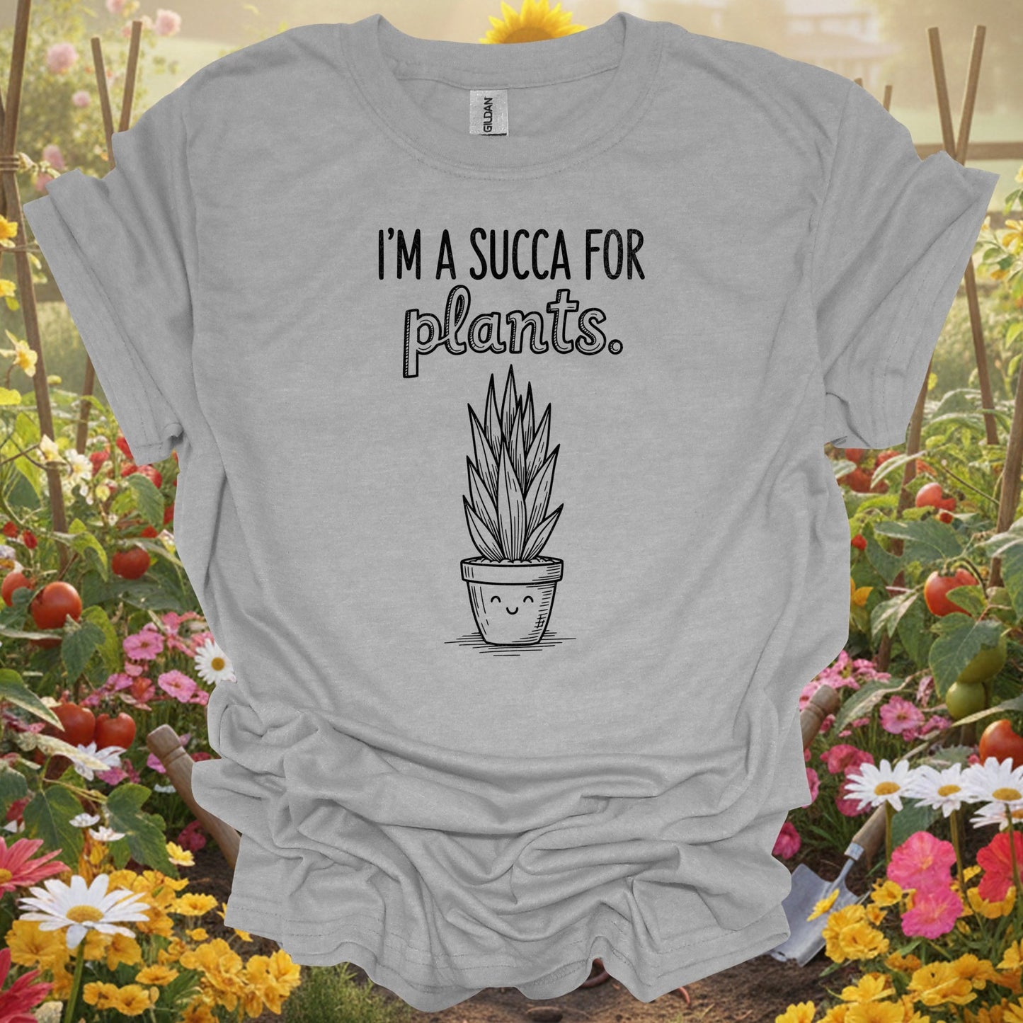 "I'M A SUCCA FOR PLANTS" Minimalist Succulent T-Shirt - GardeningTshirts