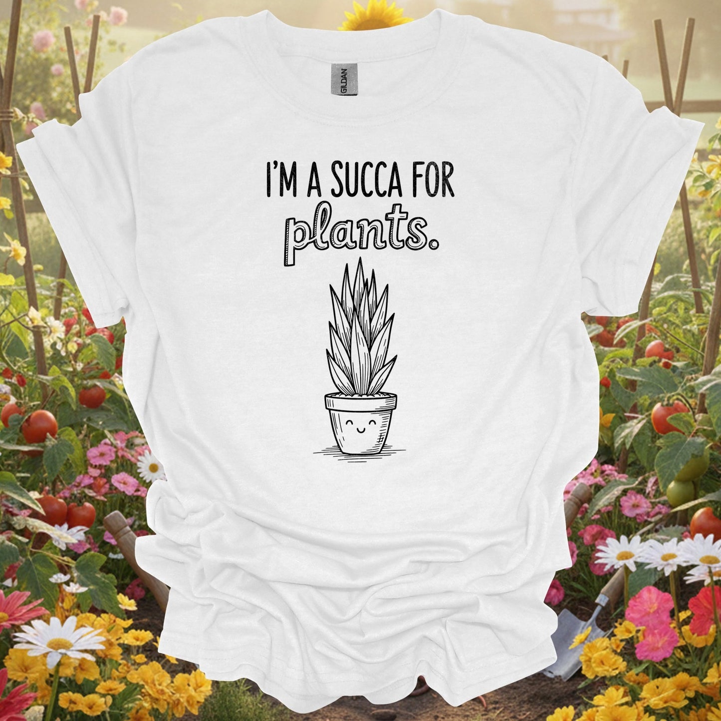 "I'M A SUCCA FOR PLANTS" Minimalist Succulent T-Shirt - GardeningTshirts