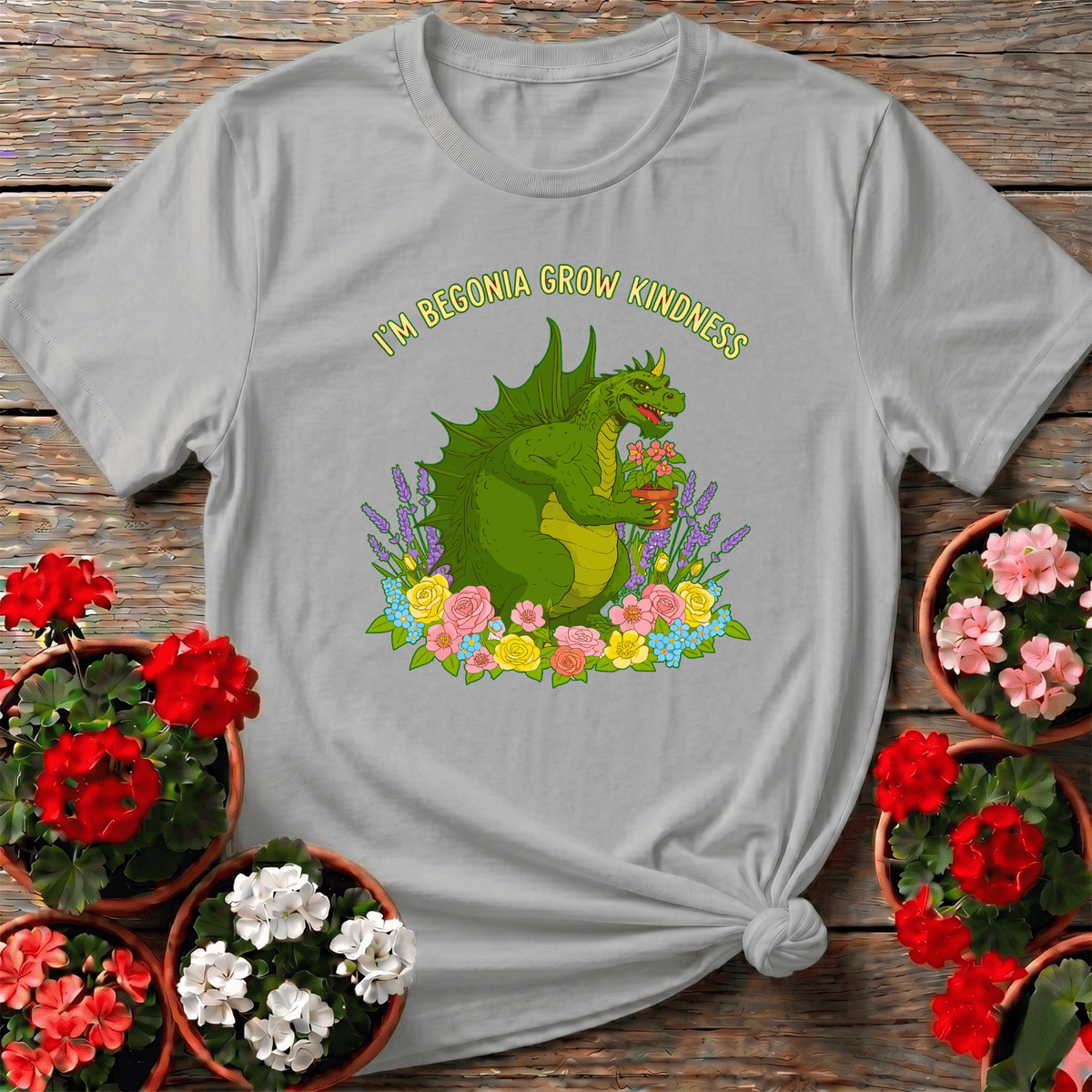 Im Begonia Grow Kindness Witty Flower Pun Tee - GardeningTshirts