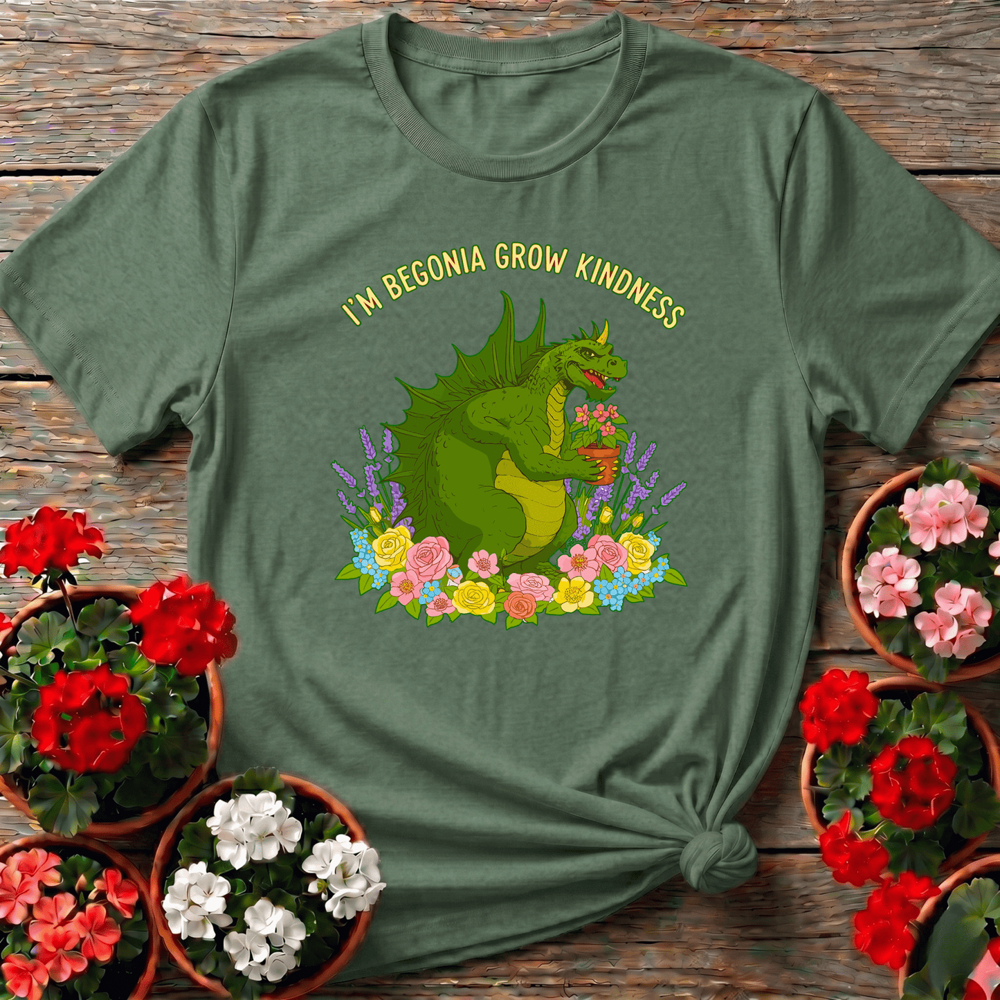 Im Begonia Grow Kindness Witty Flower Pun Tee - GardeningTshirts