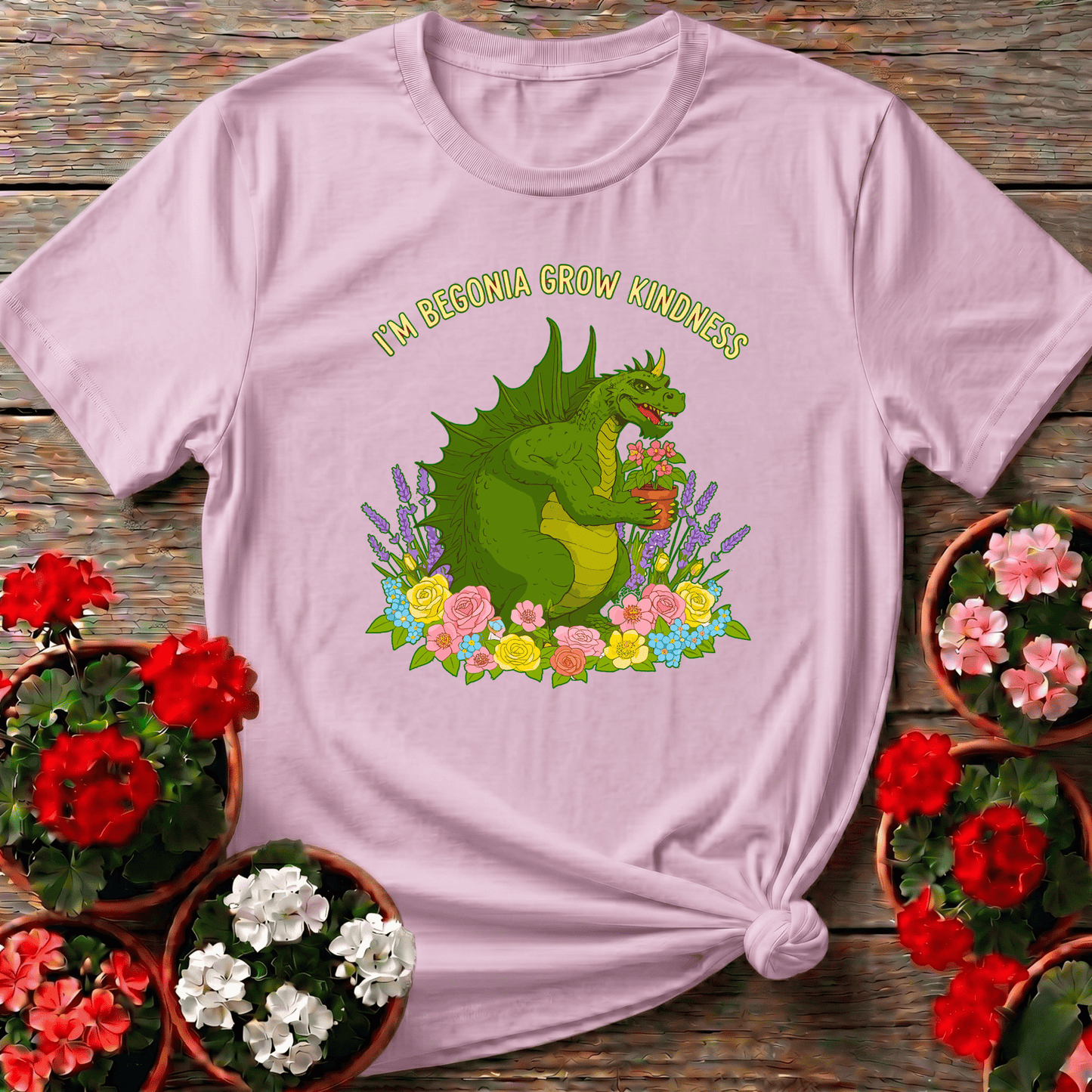 Im Begonia Grow Kindness Witty Flower Pun Tee - GardeningTshirts