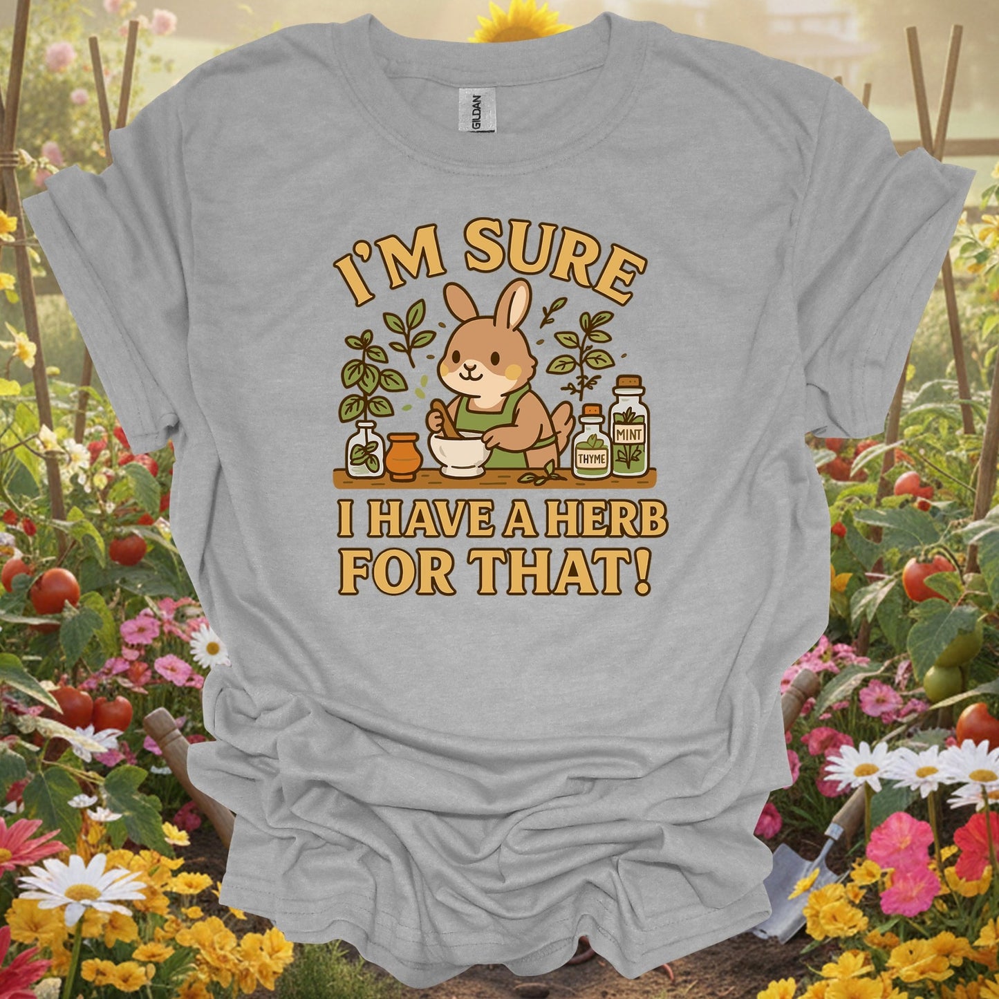 Sport Grey tee showing i have a herb for that funny bunny for garden hobbyists