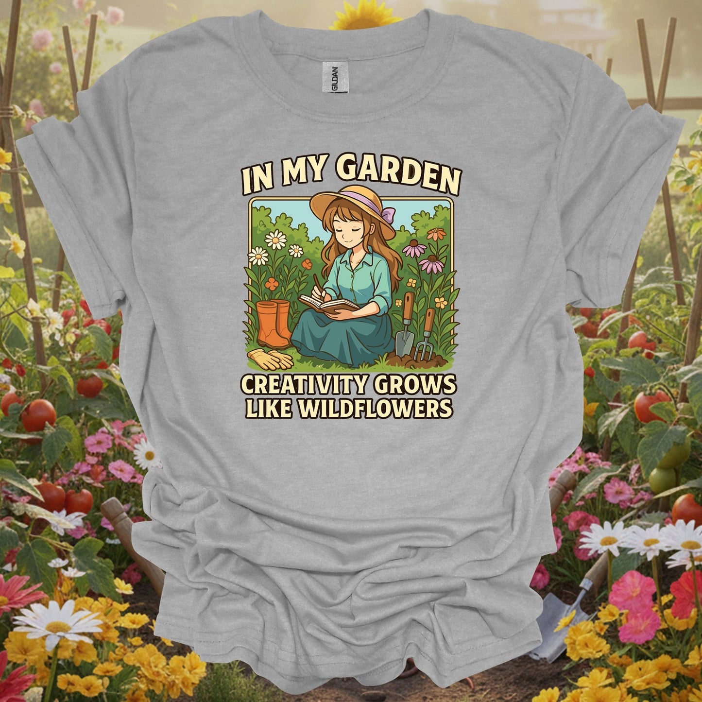 Sport Grey tshirt showing anime creativity grows like wildflowers for people who love anime aesthetics