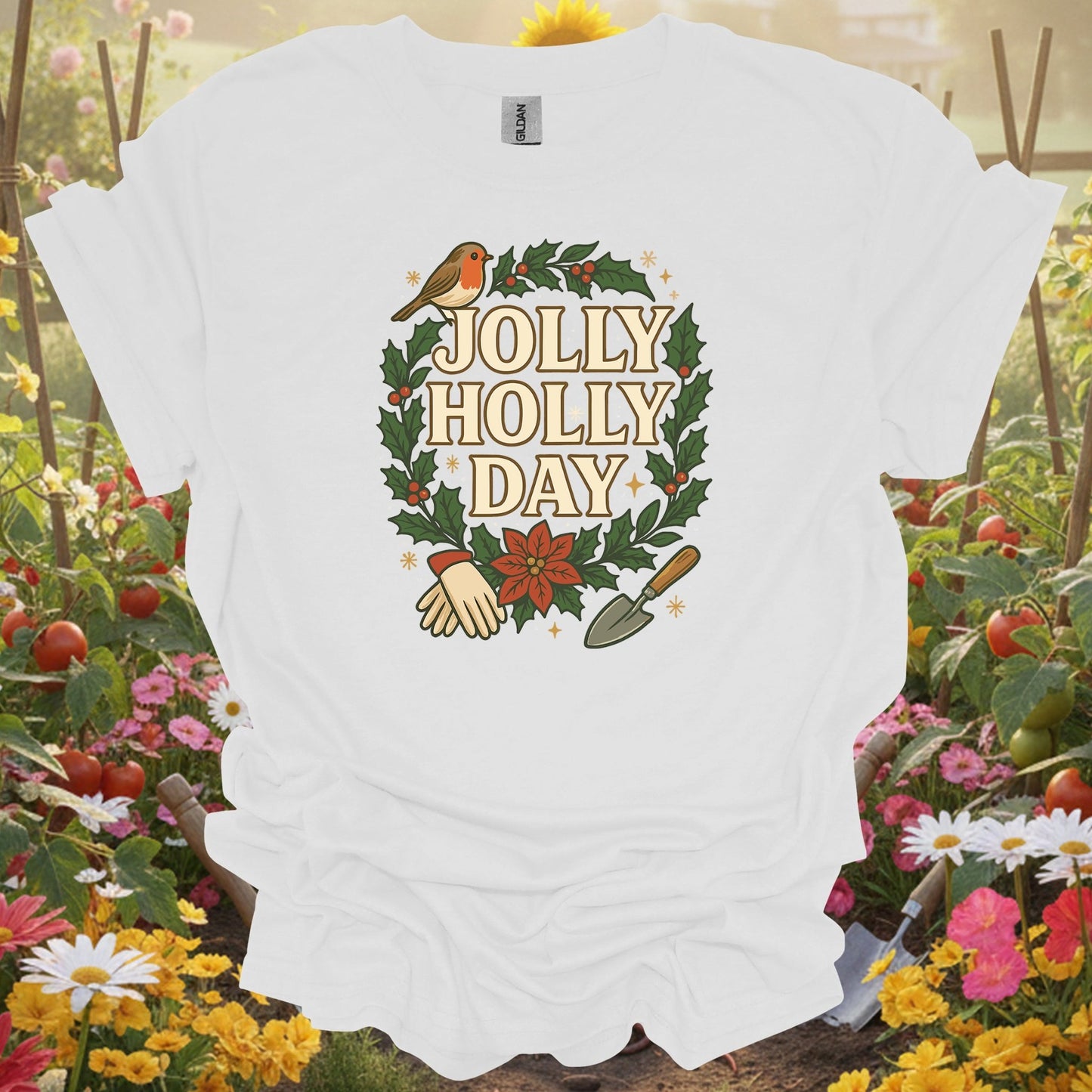 "Jolly Holly Day" Funny Christmas T-Shirt - GardeningTshirts