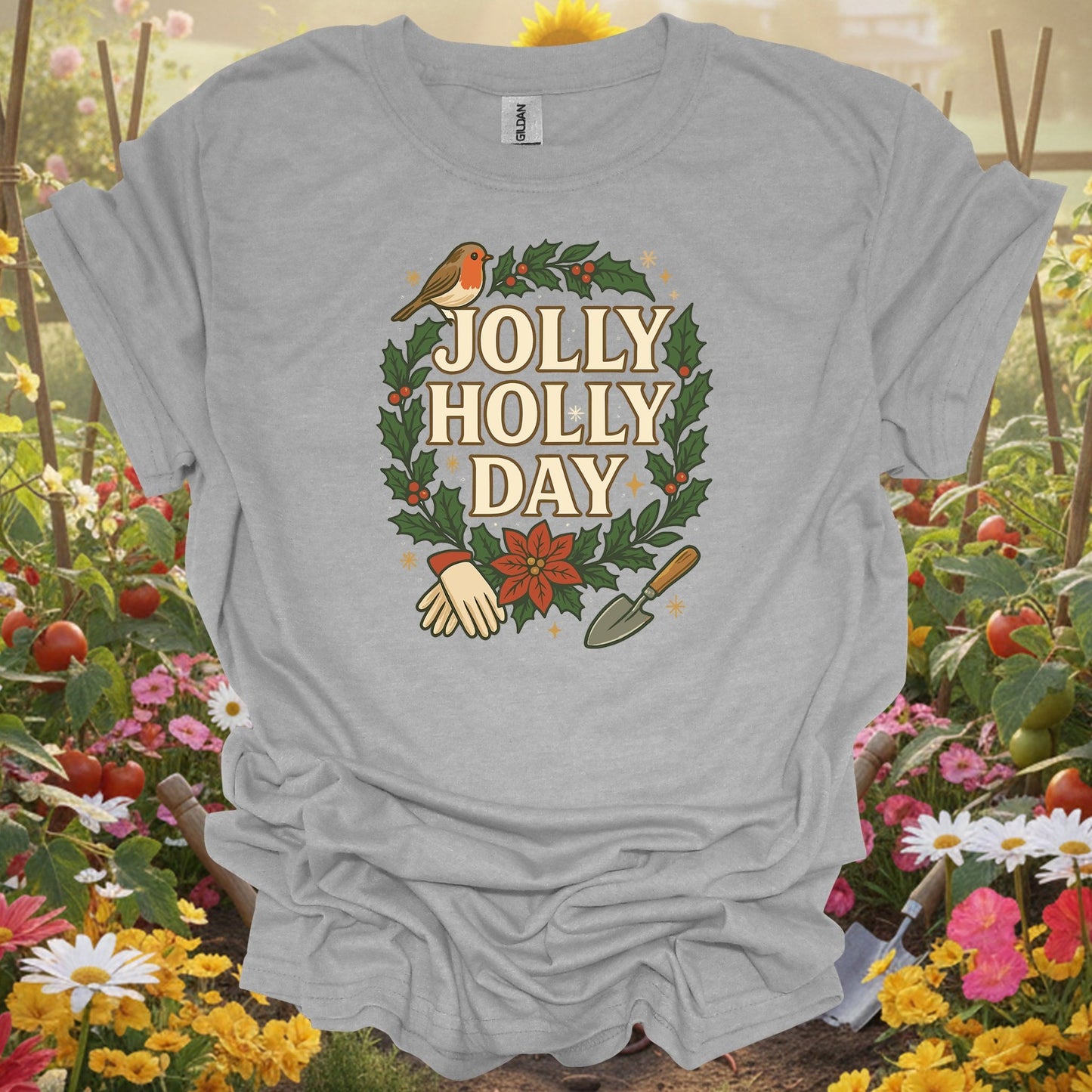 "Jolly Holly Day" Funny Christmas T-Shirt - GardeningTshirts