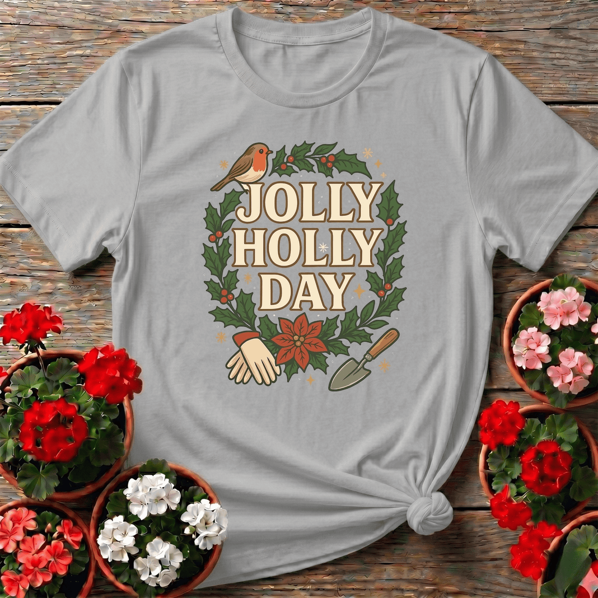 Jolly Holly Day Funny Christmas T-shirt - GardeningTshirts