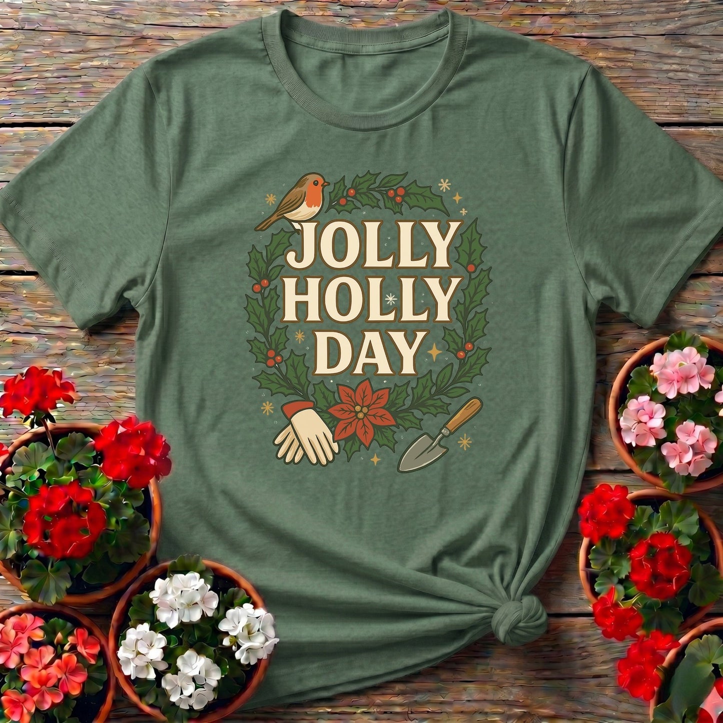 Jolly Holly Day Funny Christmas T-shirt - GardeningTshirts