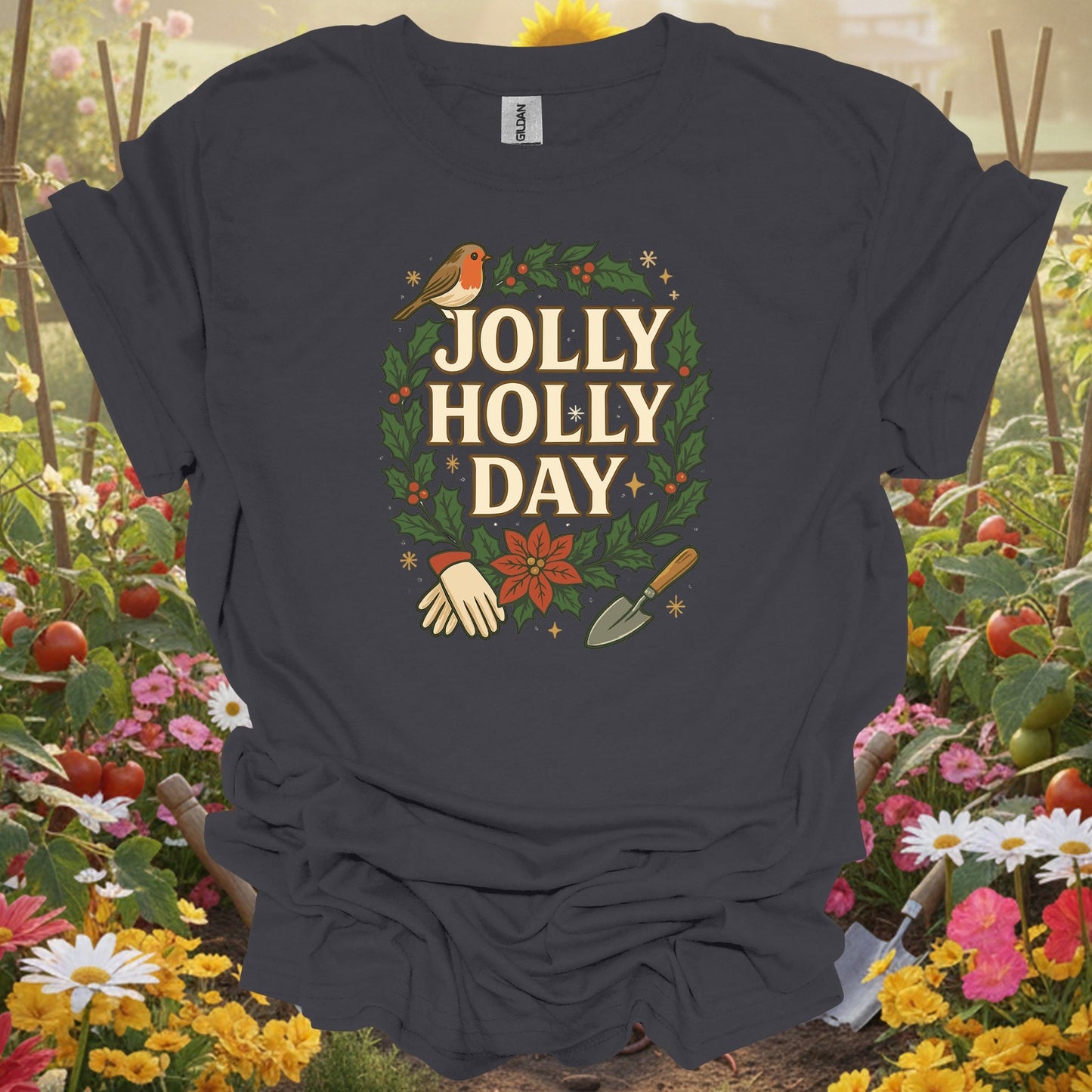 "Jolly Holly Day" Funny Christmas T-Shirt - GardeningTshirts