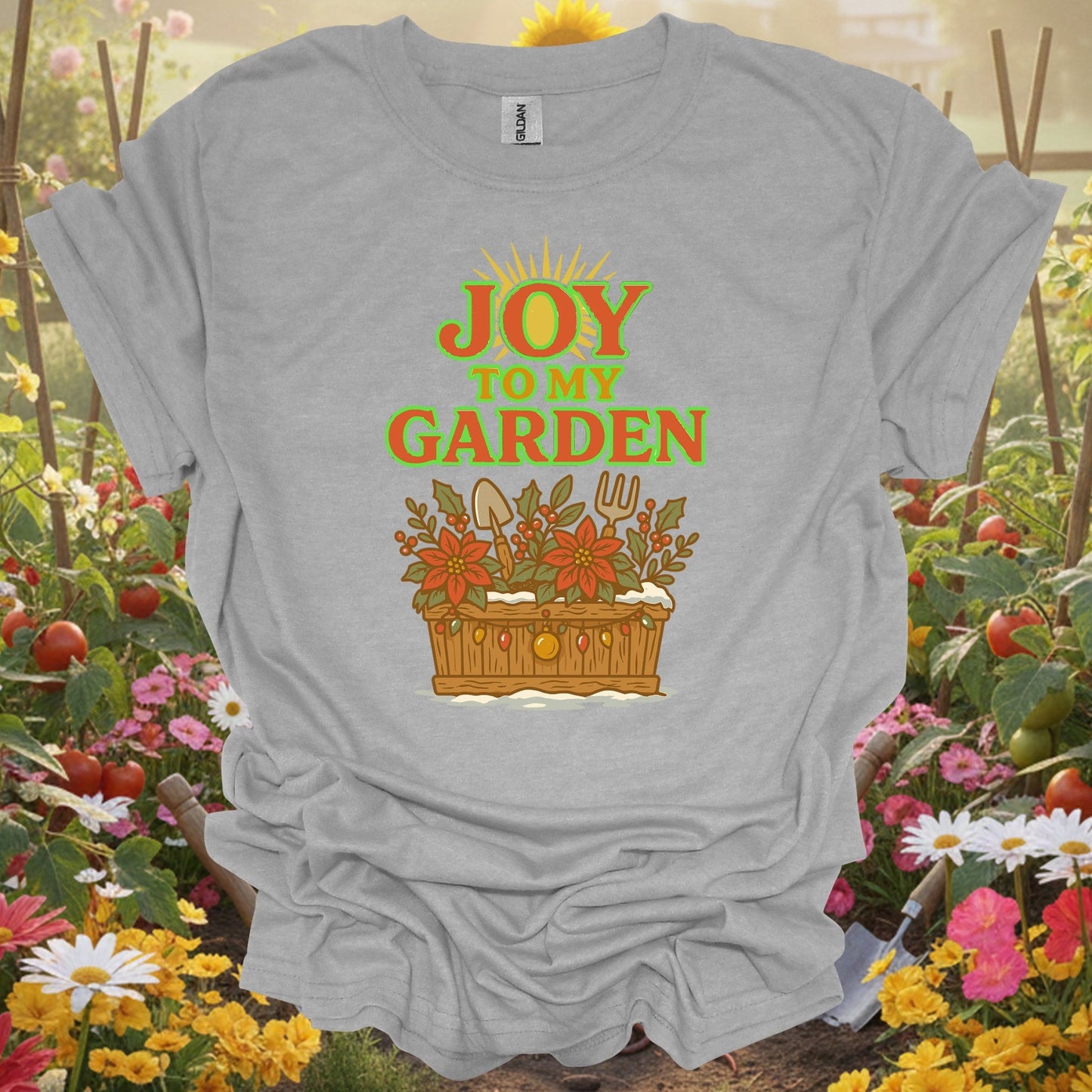 "Joy To My Garden" Festive Holiday T-Shirt - GardeningTshirts