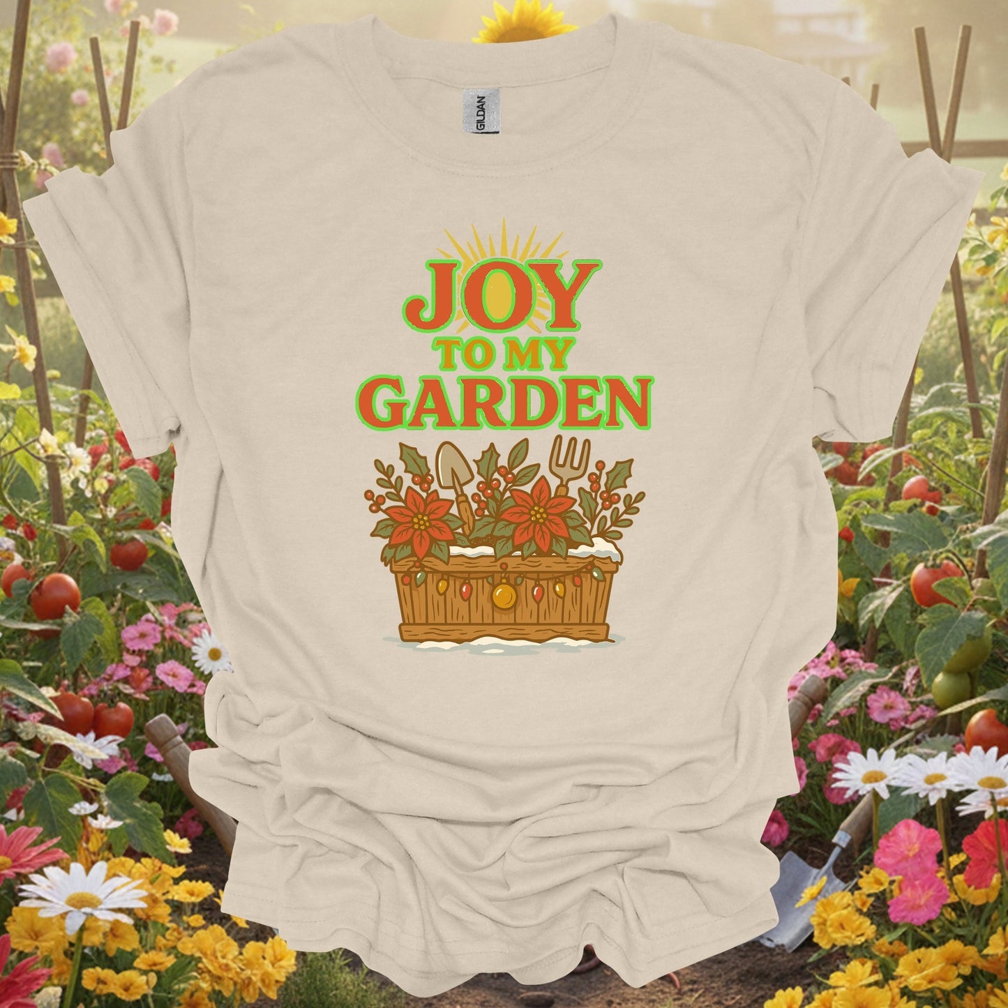 "Joy To My Garden" Festive Holiday T-Shirt - GardeningTshirts