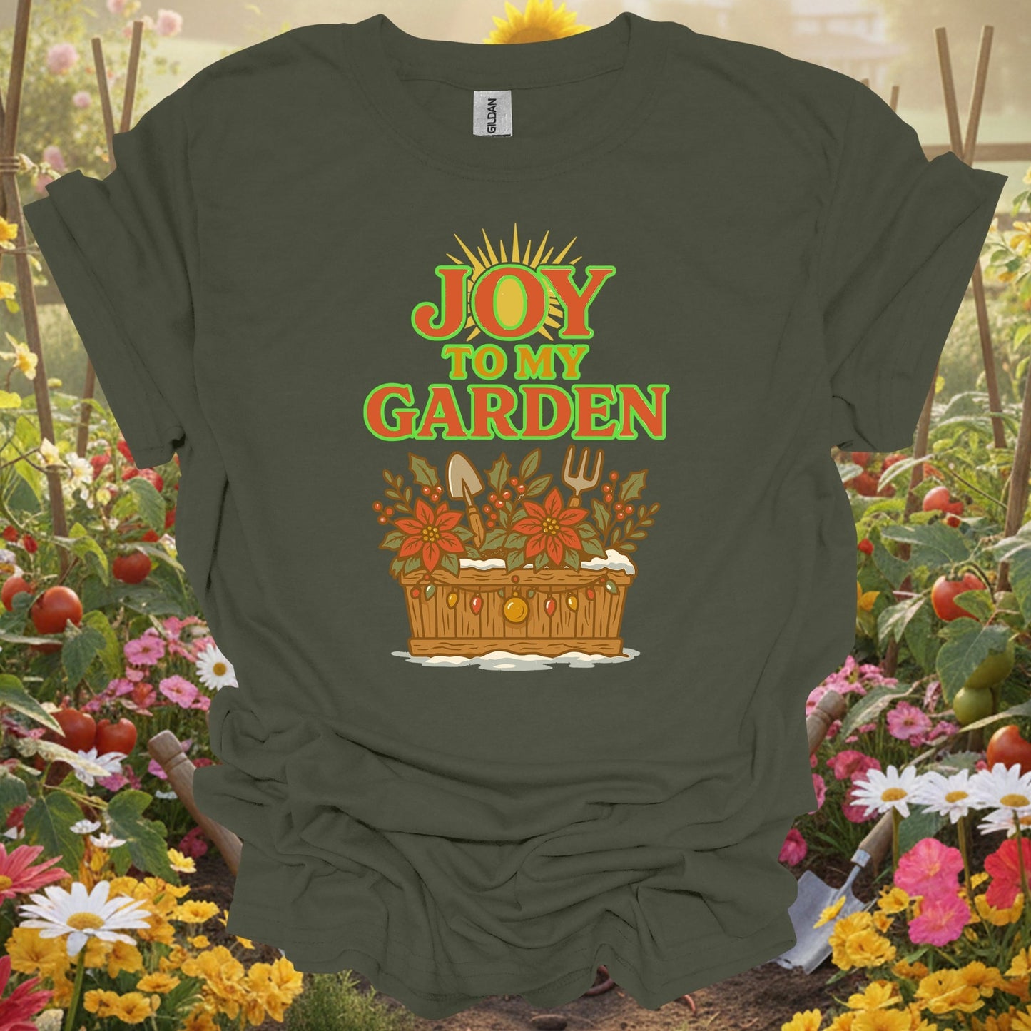 "Joy To My Garden" Festive Holiday T-Shirt - GardeningTshirts