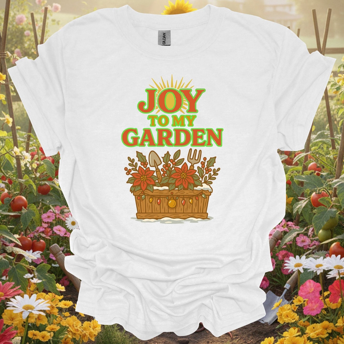 "Joy To My Garden" Festive Holiday T-Shirt - GardeningTshirts