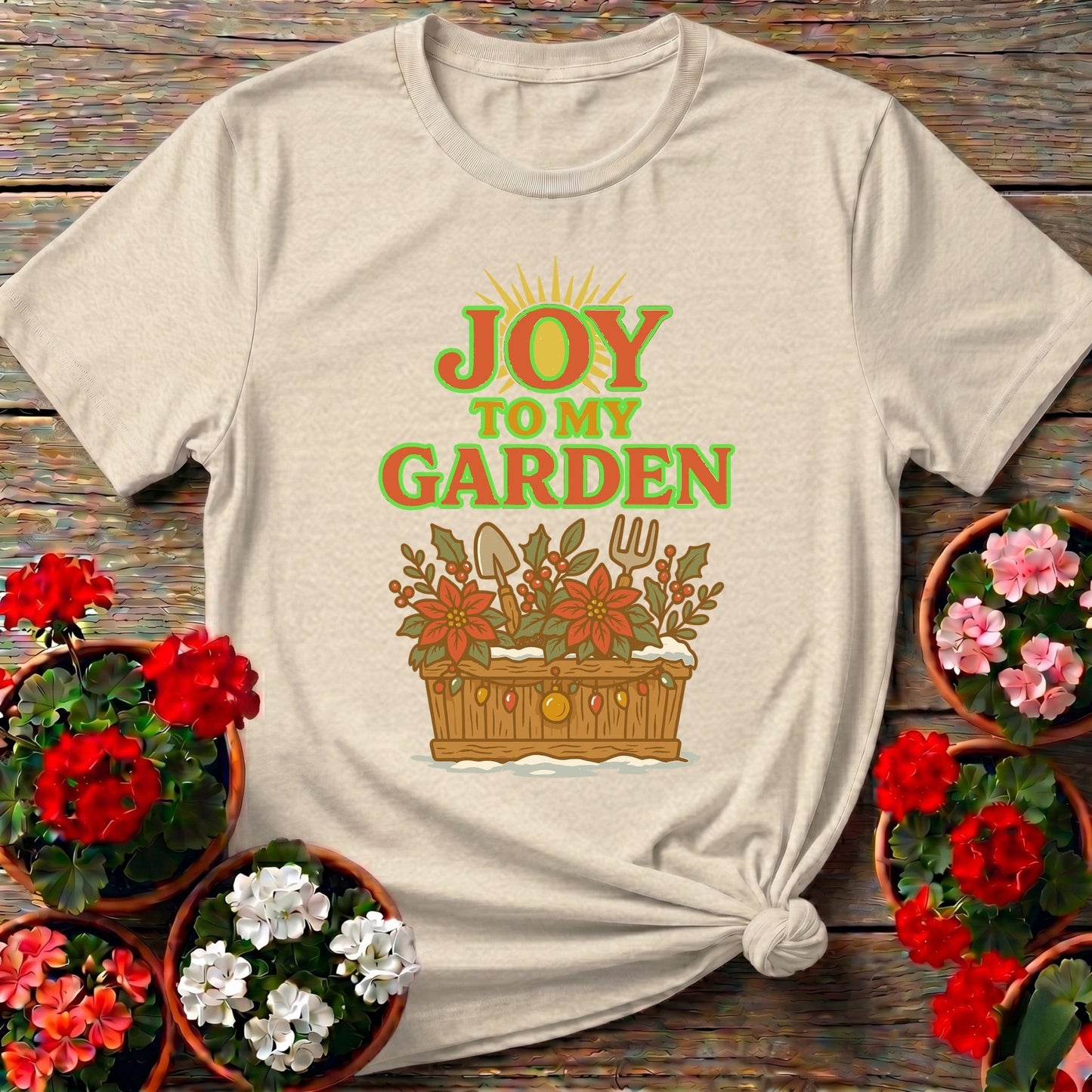 Joy To My Garden Holiday T shirt - GardeningTshirts