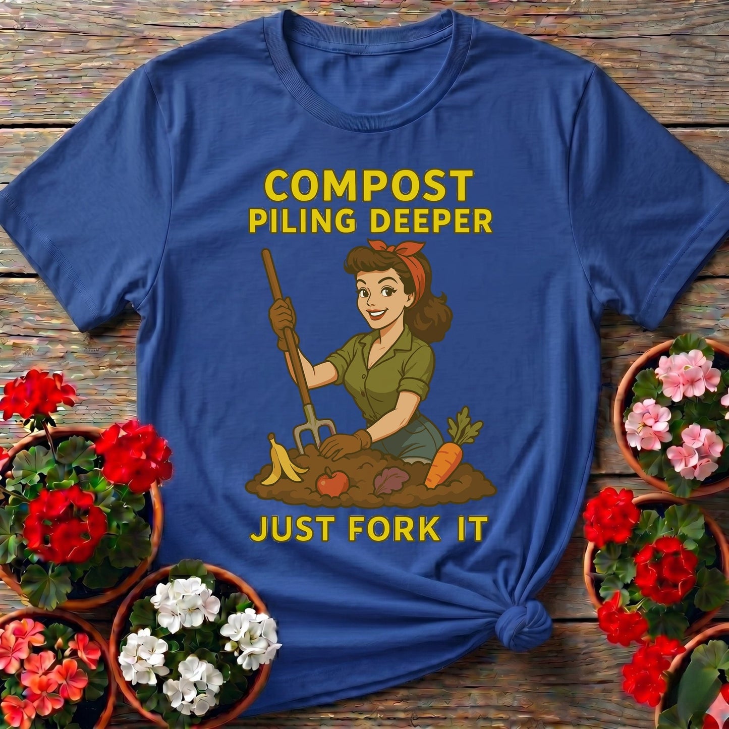 Just Fork It Retro Pinup Composting T-shirt - GardeningTshirts