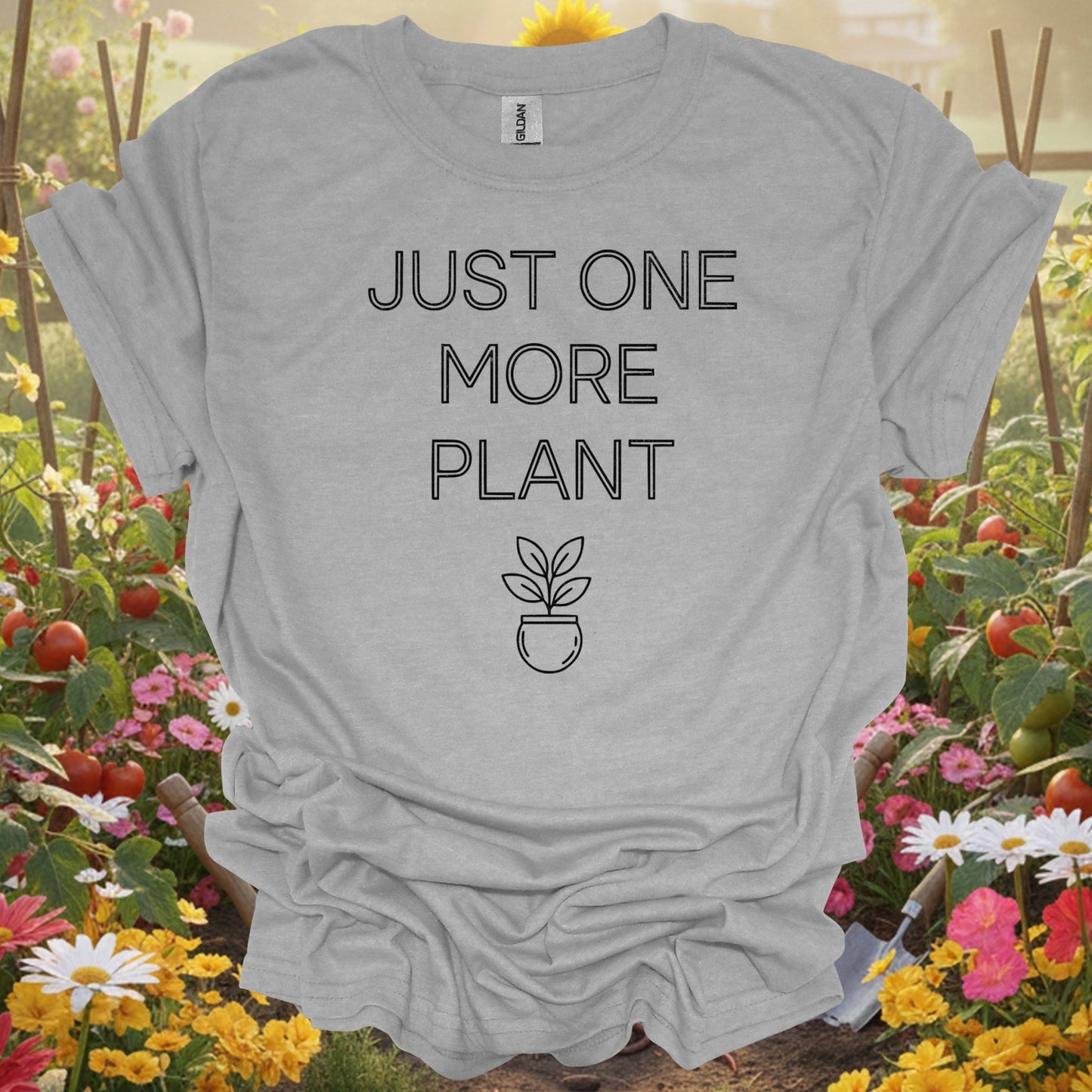 "JUST ONE MORE PLANT" Houseplant Addiction Minimalist Quote T-Shirt - GardeningTshirts