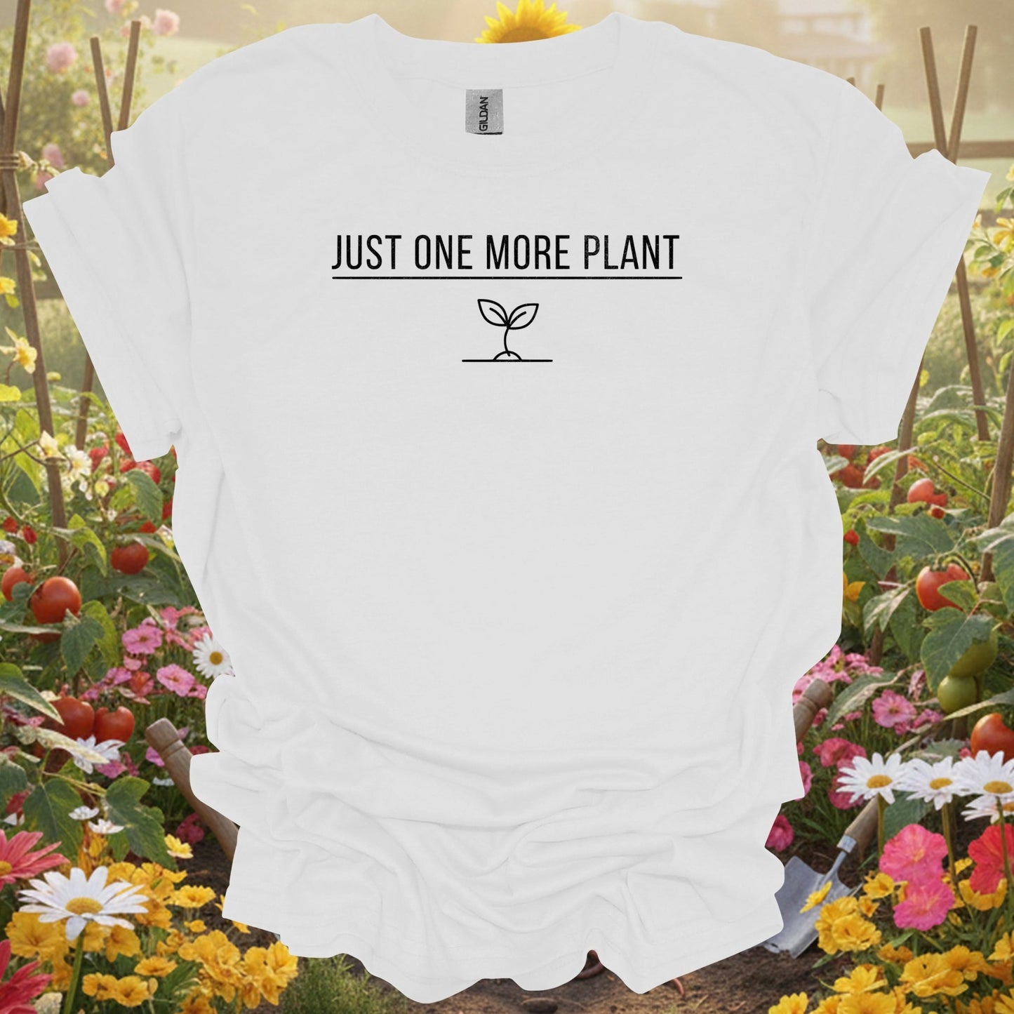 White just one more plant gardening shirt for houseplant parents, plant addicts, indoor jungle creators, minimalist garden...
