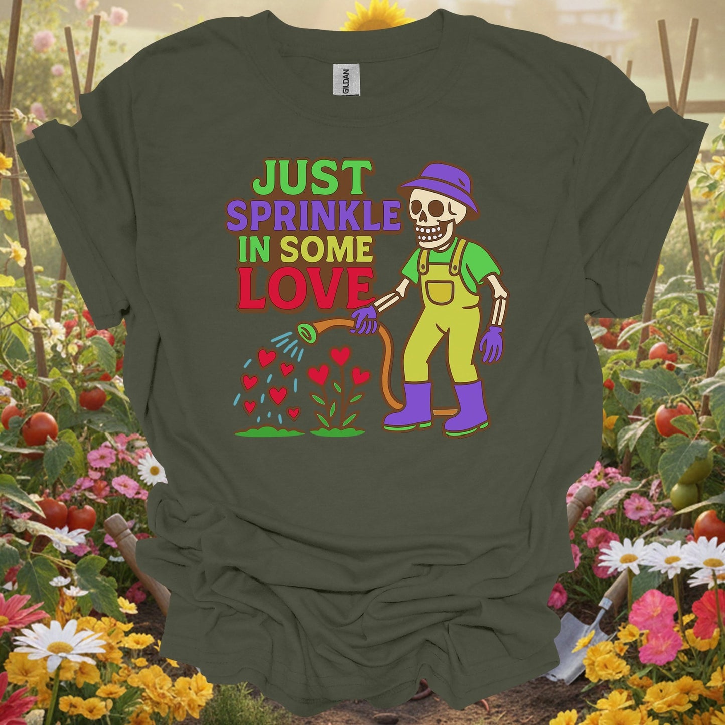 "Just Sprinkle In Some Love" Positive Message Plant Lover Vintage T-Shirt - GardeningTshirts