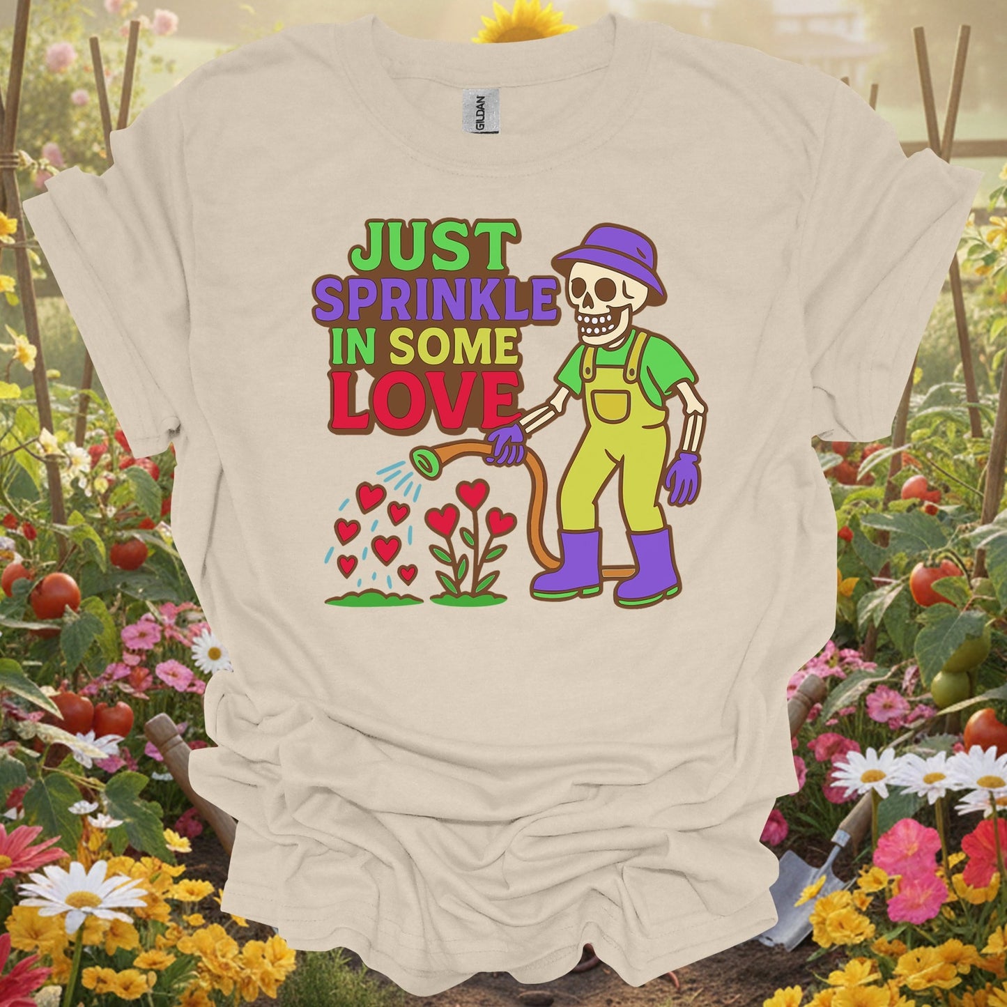 "Just Sprinkle In Some Love" Positive Message Plant Lover Vintage T-Shirt - GardeningTshirts