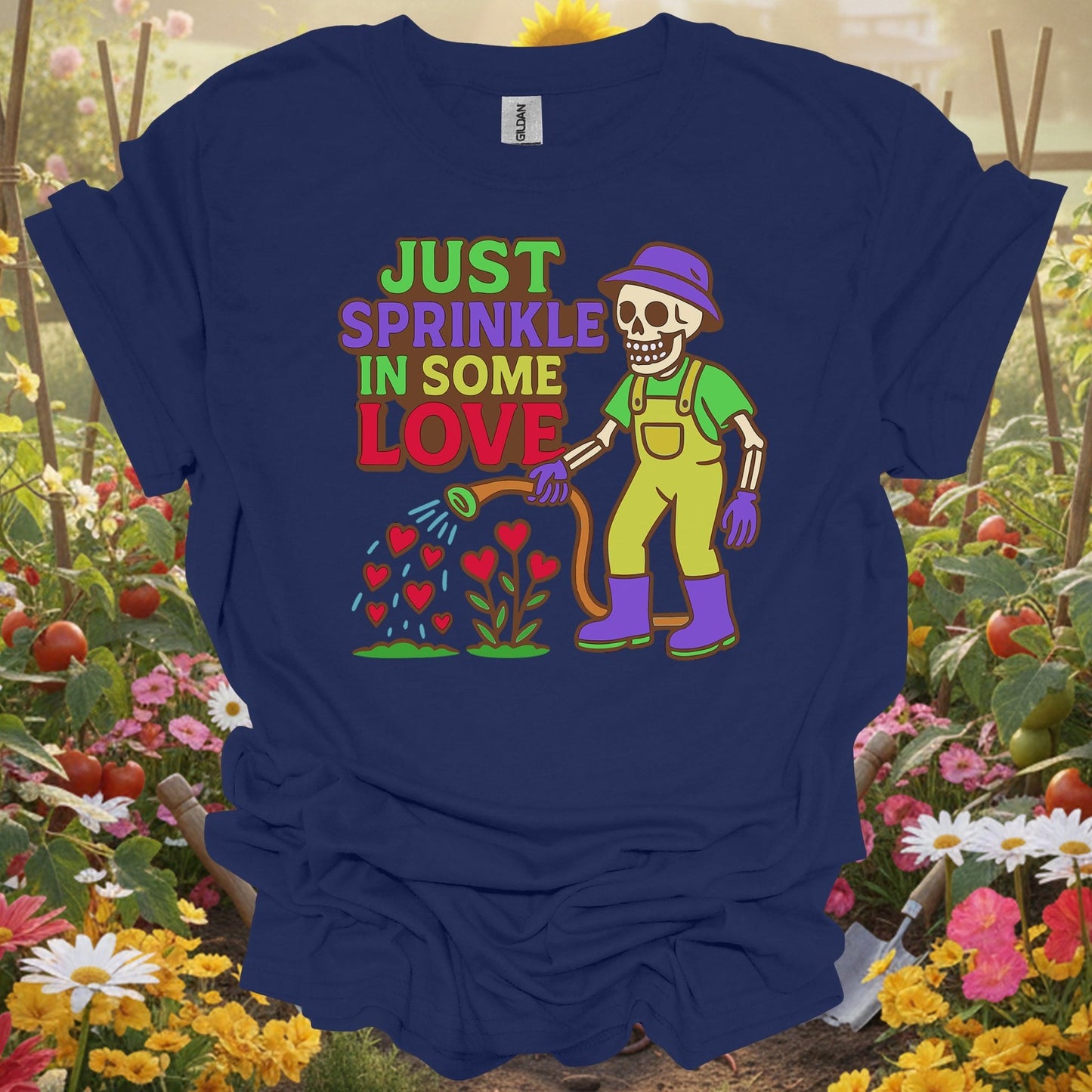 "Just Sprinkle In Some Love" Positive Message Plant Lover Vintage T-Shirt - GardeningTshirts