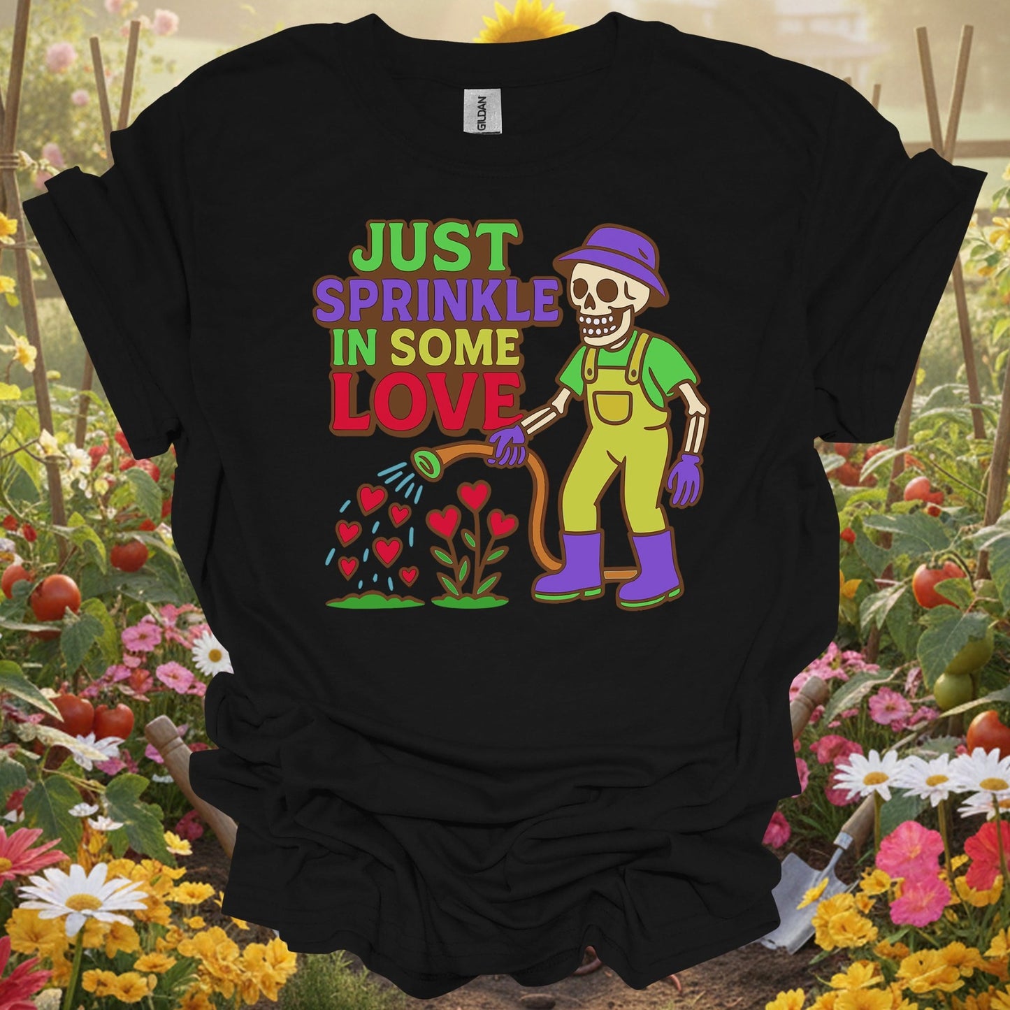 "Just Sprinkle In Some Love" Positive Message Plant Lover Vintage T-Shirt - GardeningTshirts