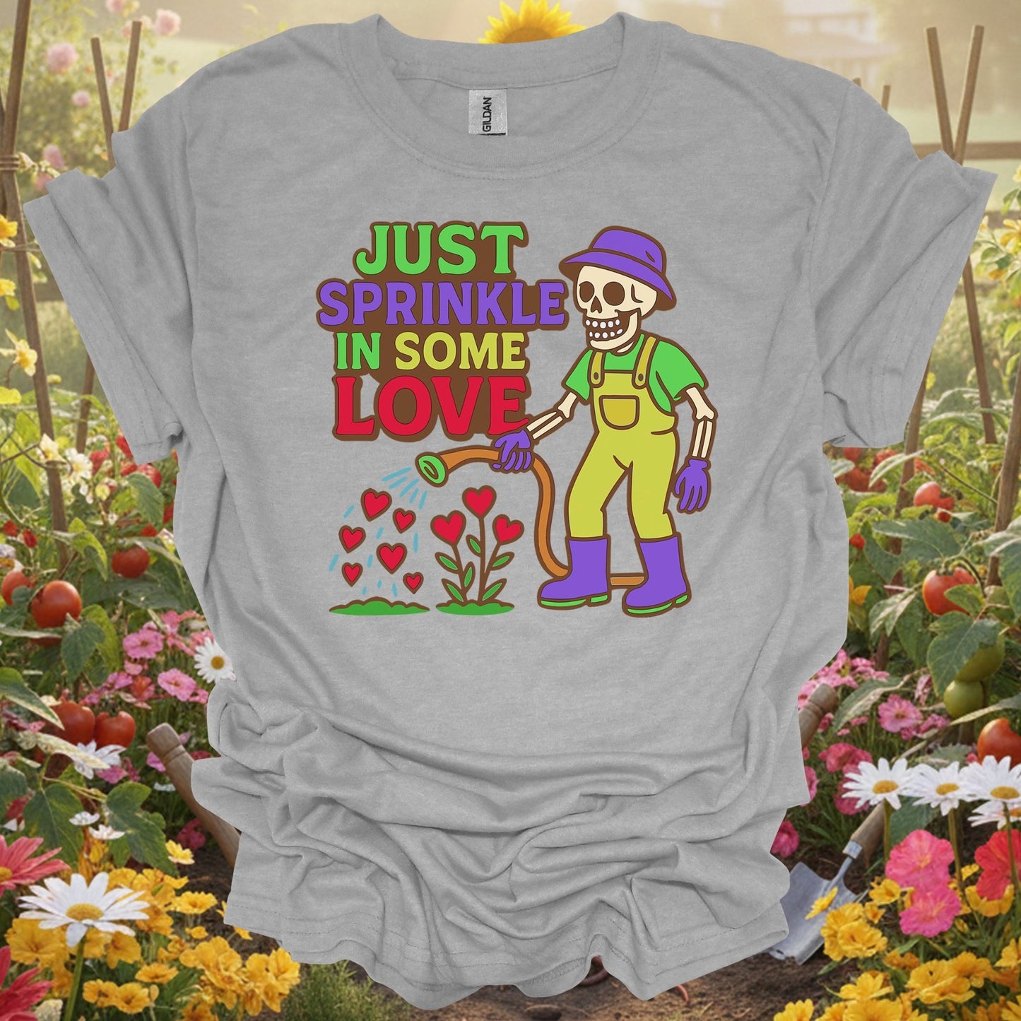 "Just Sprinkle In Some Love" Positive Message Plant Lover Vintage T-Shirt - GardeningTshirts