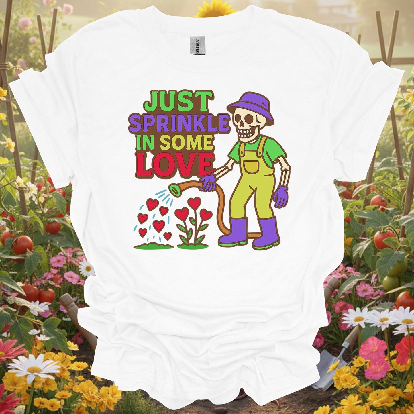"Just Sprinkle In Some Love" Positive Message Plant Lover Vintage T-Shirt - GardeningTshirts