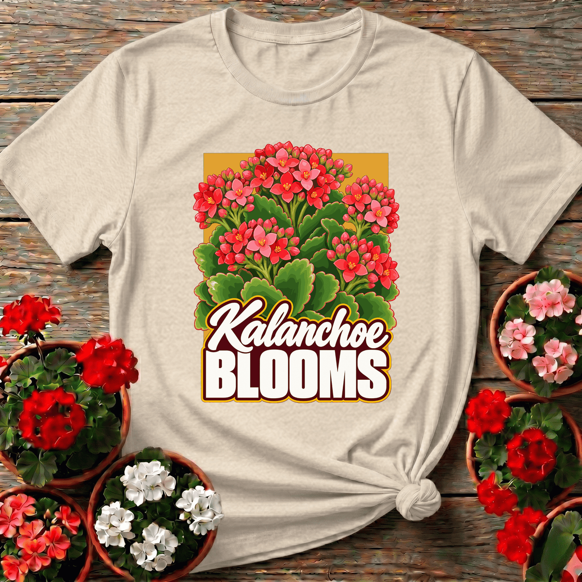 Kalanchoe Blooms Retro Illustration Succulent T-Shirt - GardeningTshirts