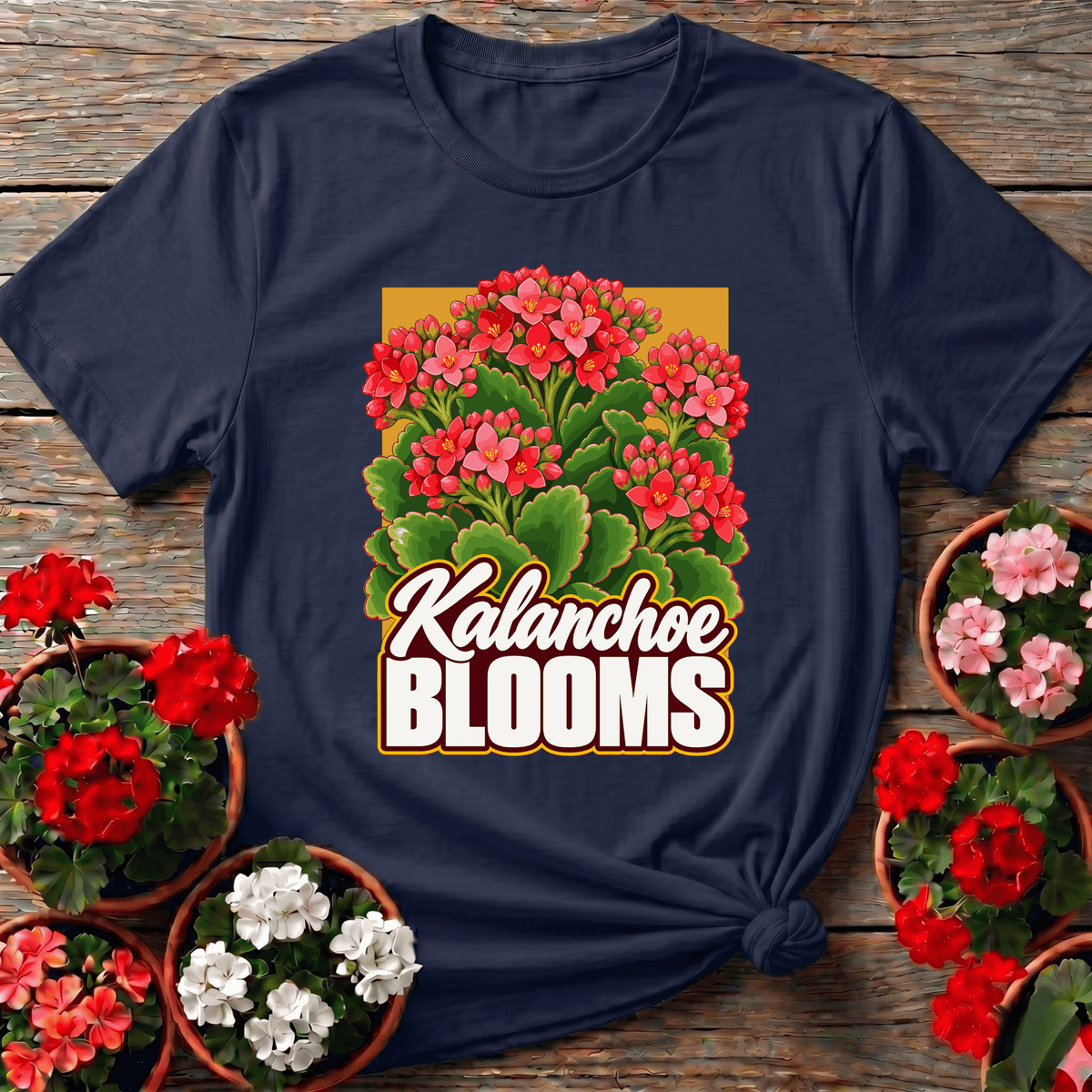 Kalanchoe Blooms Retro Illustration Succulent T-Shirt - GardeningTshirts