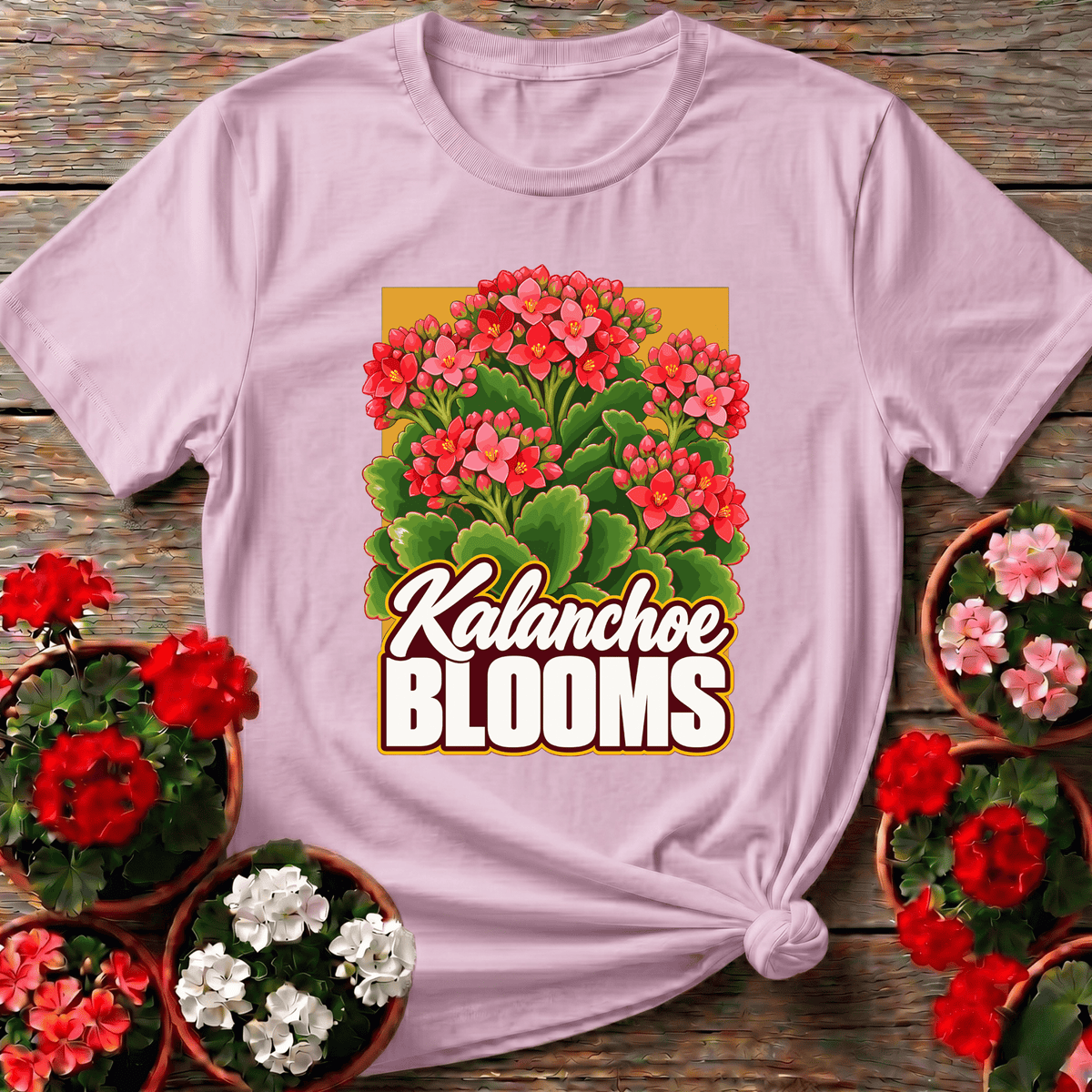 Kalanchoe Blooms Retro Illustration Succulent T-Shirt - GardeningTshirts