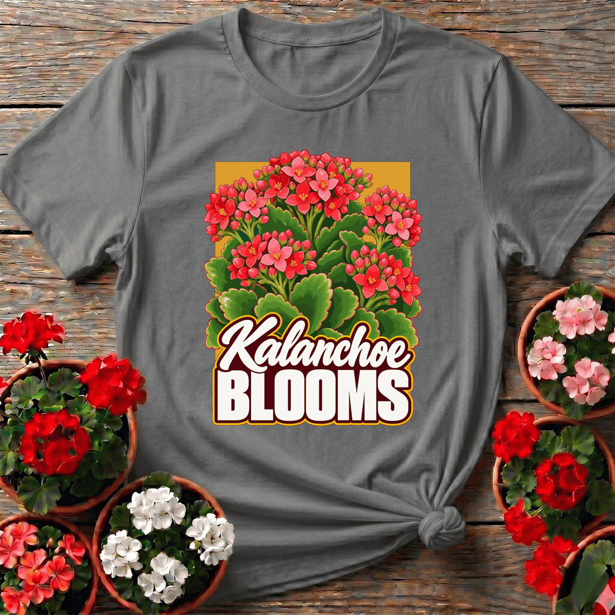 Kalanchoe Blooms Retro Illustration Succulent T-Shirt - GardeningTshirts
