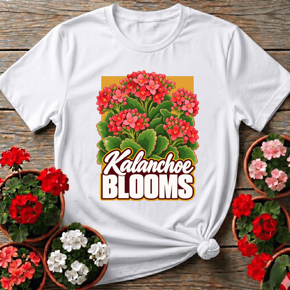 Kalanchoe Blooms Retro Illustration Succulent T-Shirt - GardeningTshirts