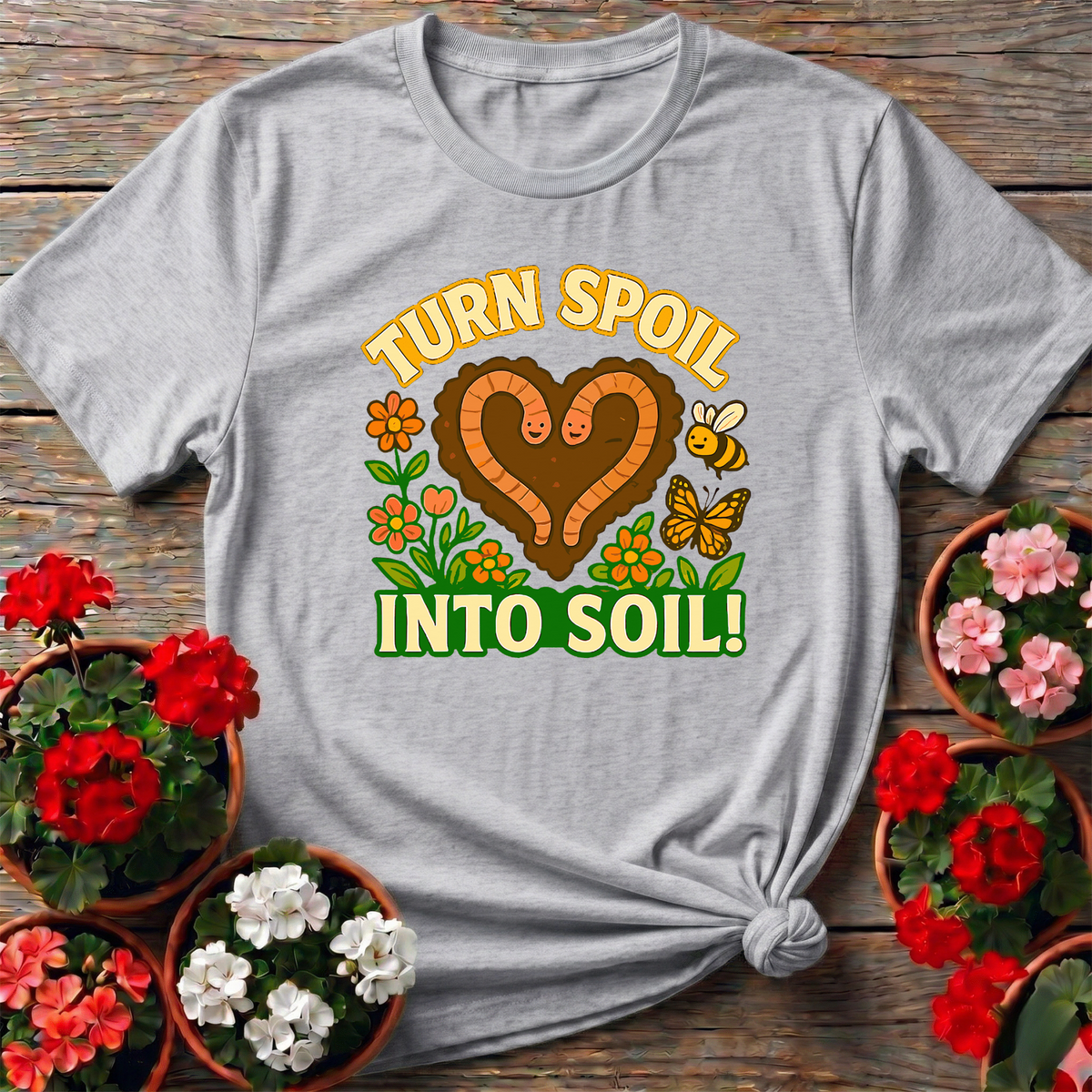 Turn Spoil Into Soil Kawaii Composting Sanctuary Tee - GardeningTshirts