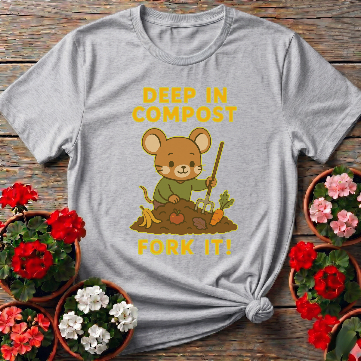 Kawaii Compost Mouse Funny Gardening T-Shirt - GardeningTshirts