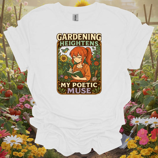 White tshirt showing combine your love for stories and soil with this beautiful kawaii-inspired design for visionaries imagining food forests