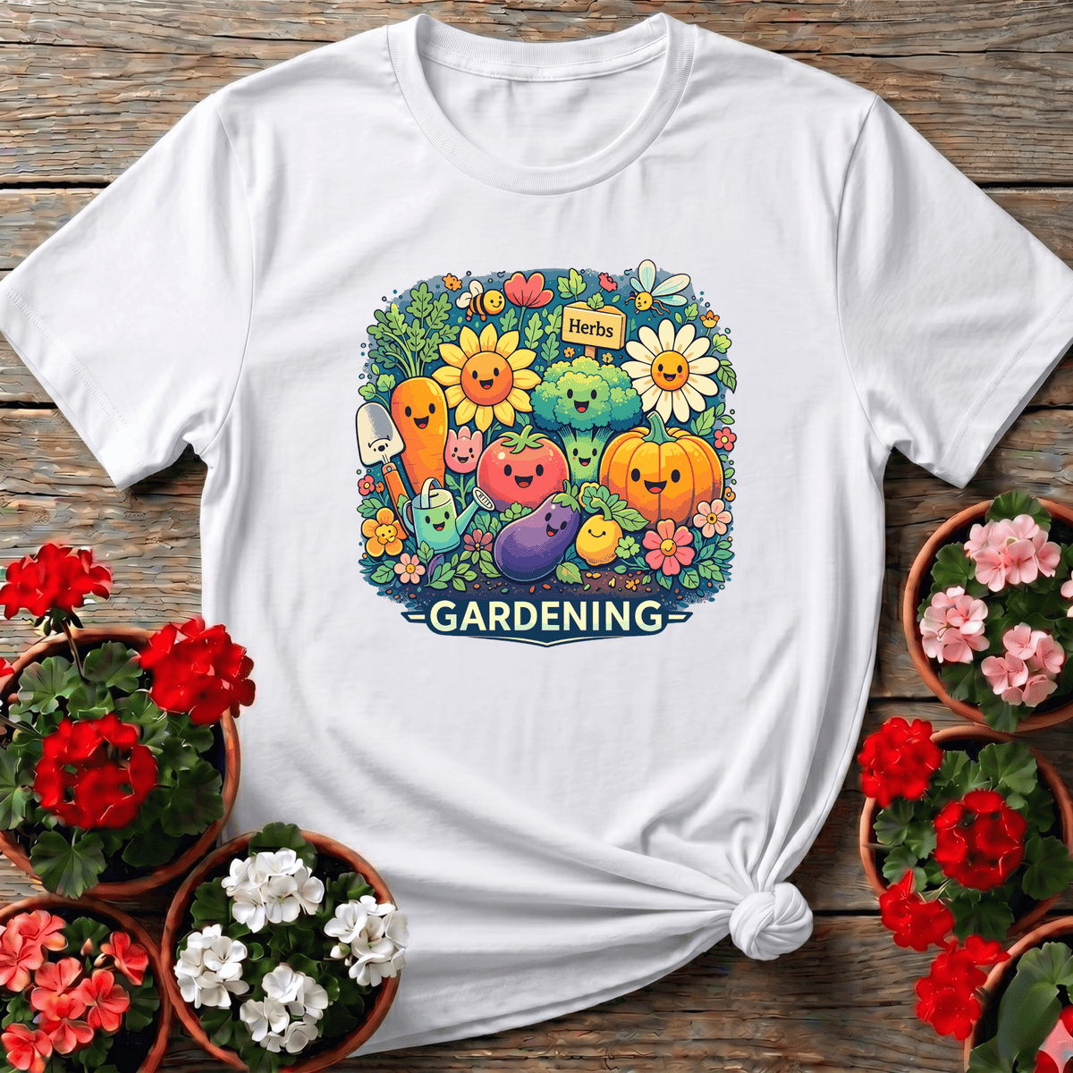 Kawaii Vegetable Garden Gardening T-Shirt for Gardeners - GardeningTshirts