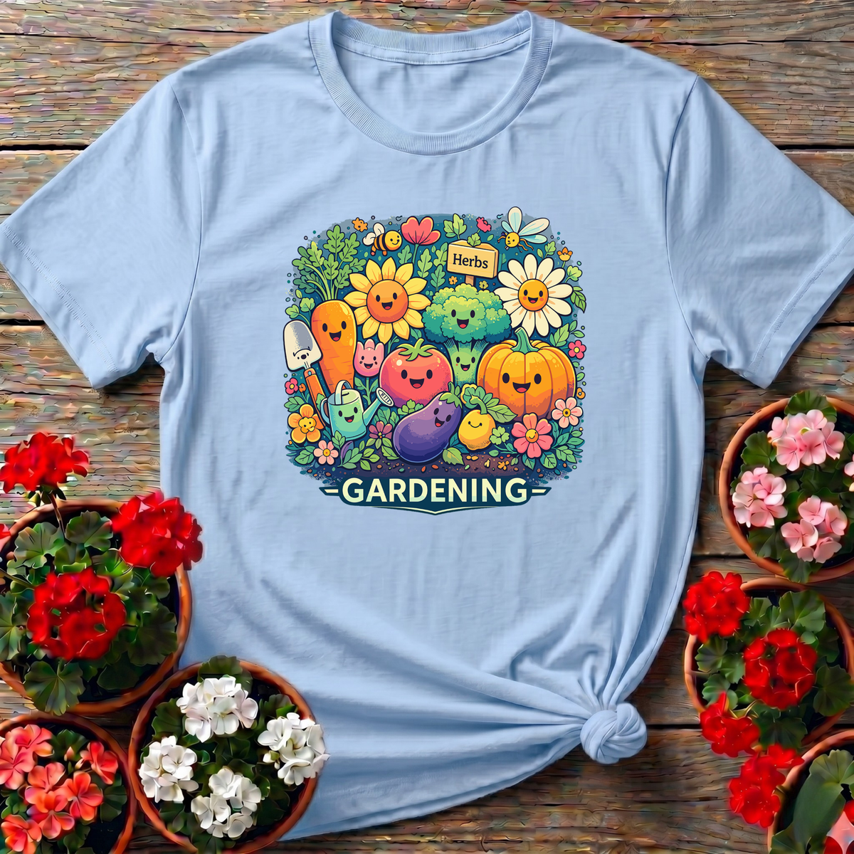 Kawaii Vegetable Garden Gardening T-Shirt for Gardeners - GardeningTshirts