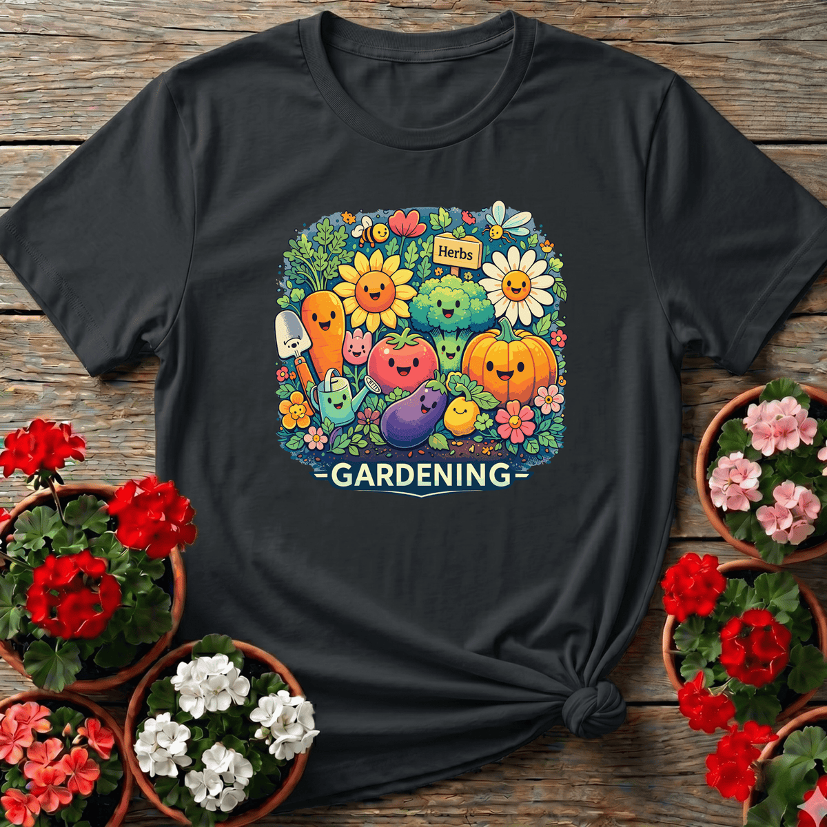 Kawaii Vegetable Garden Gardening T-Shirt for Gardeners - GardeningTshirts